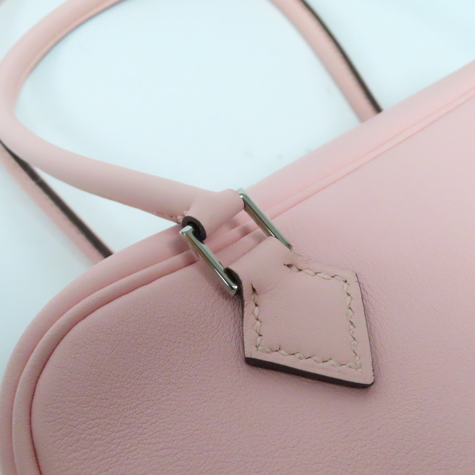 HERMES Swift皮革Mini Plume銀扣手挽袋Rose Sakura櫻花粉紅色