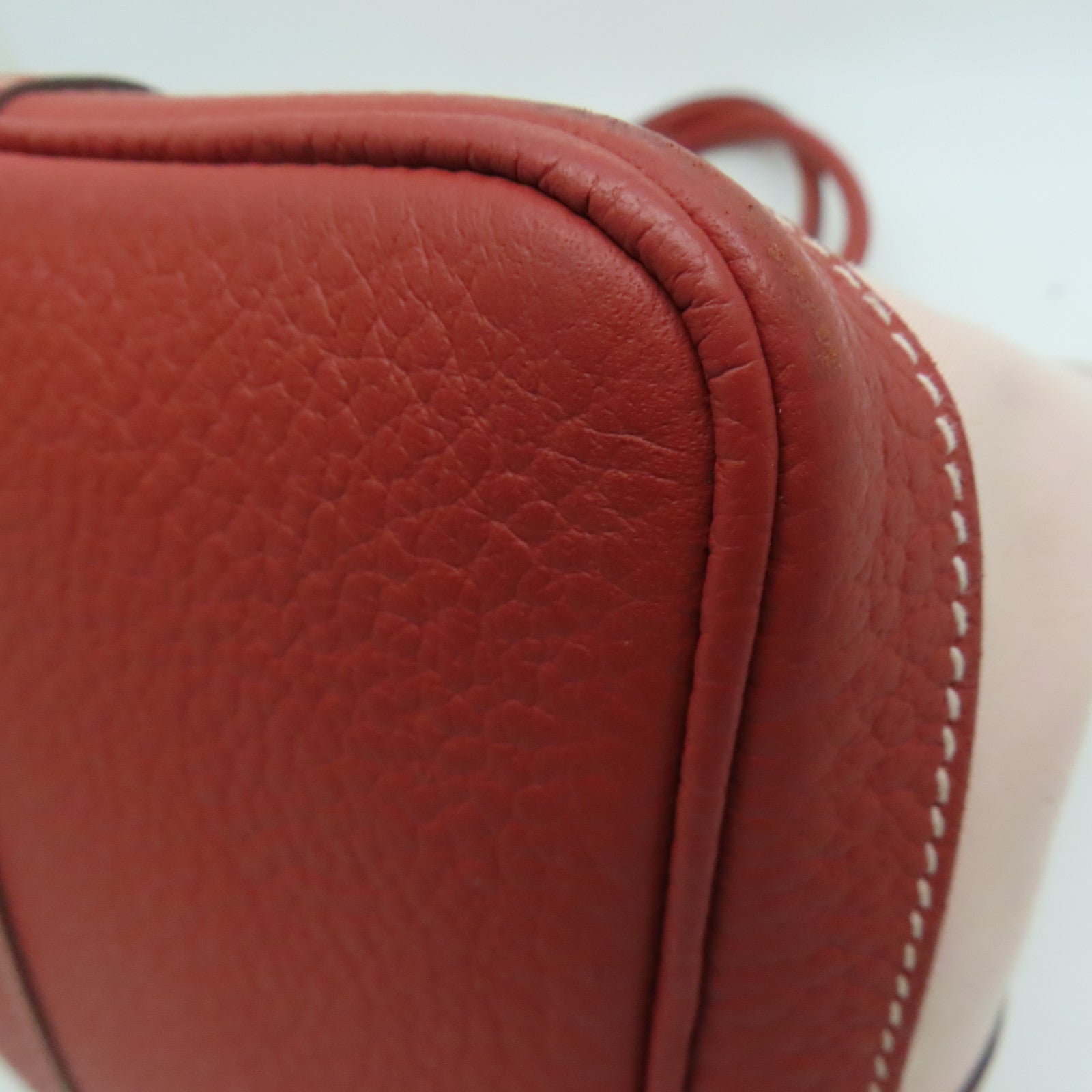 HERMES 帆布GardenParty PM银扣手挽袋红色/粉红色