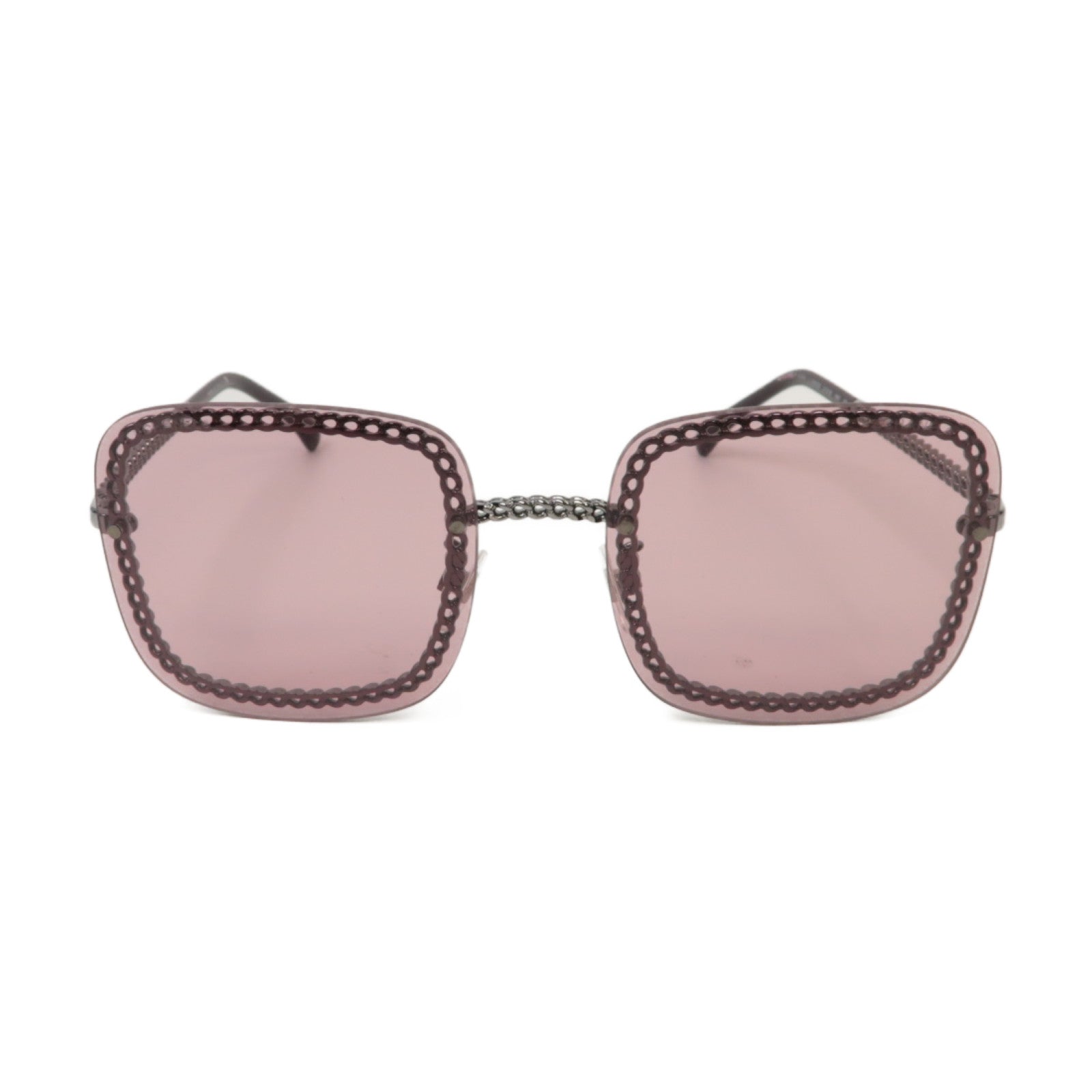 CHANEL 金屬Square Sunglasses太陽眼鏡粉紅色/銀色