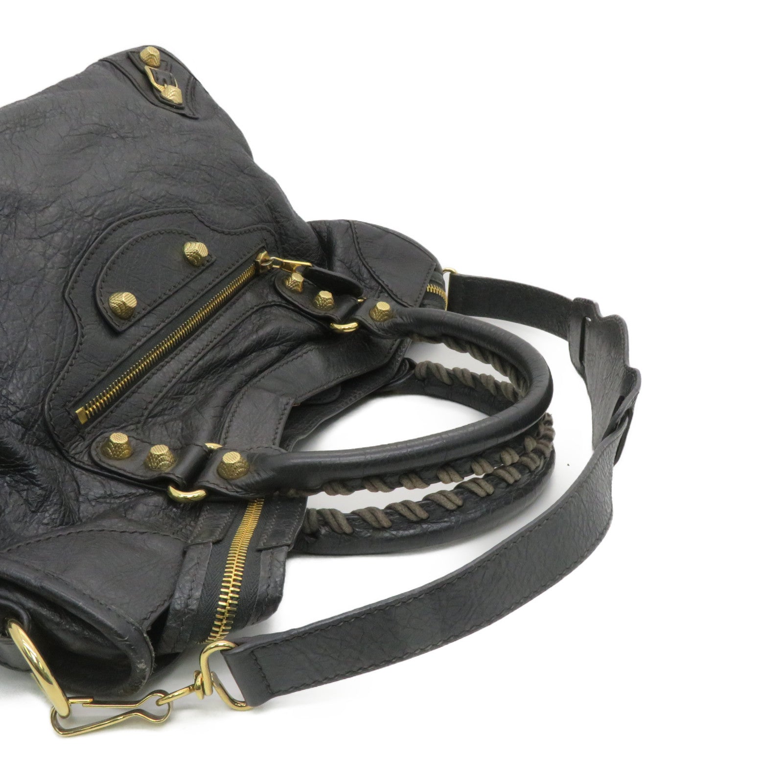 BALENCIAGA 牛皮皮革Giant City金扣肩背袋灰色
