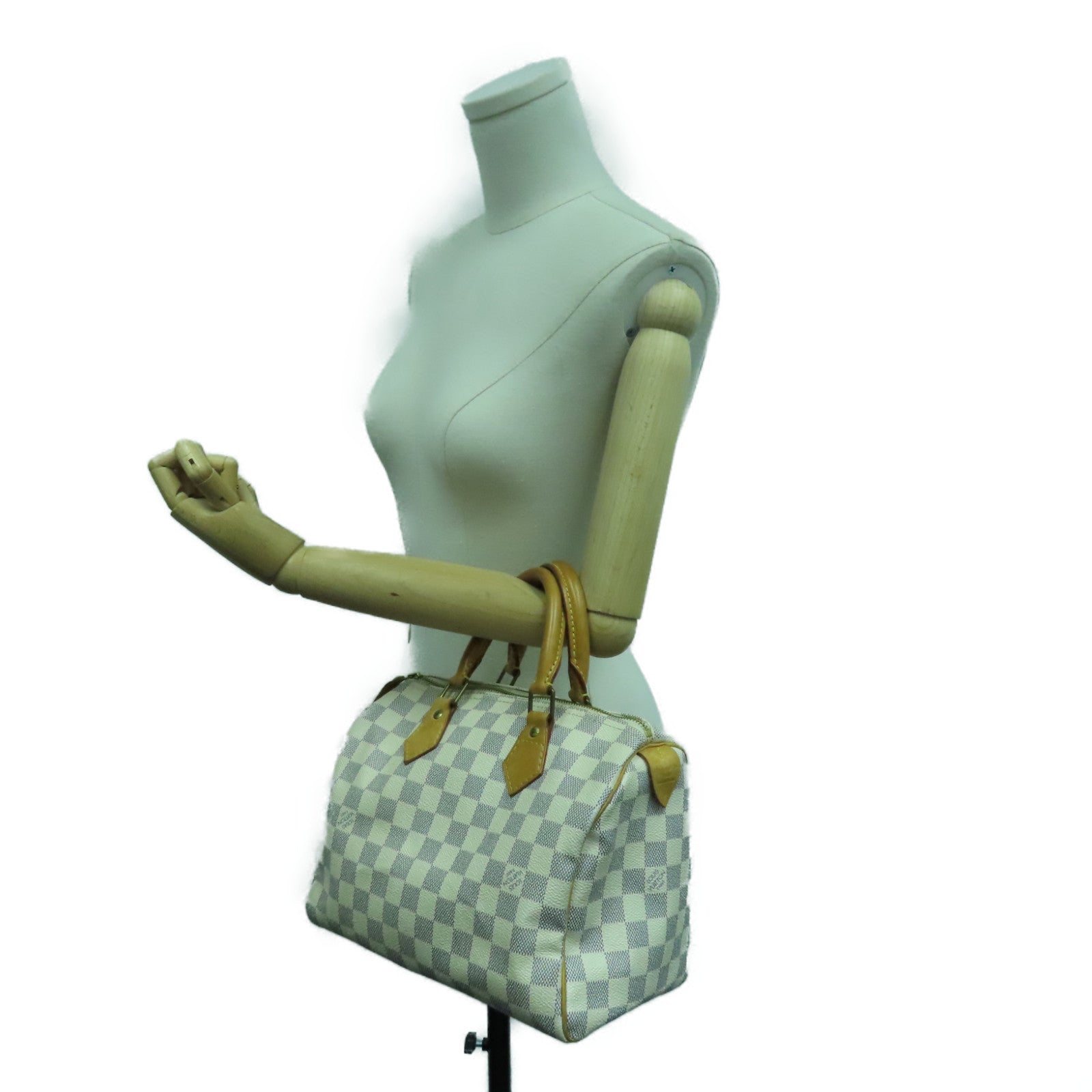 LOUIS VUITTON Daimer Azur Speedy 25金扣肩背袋白色