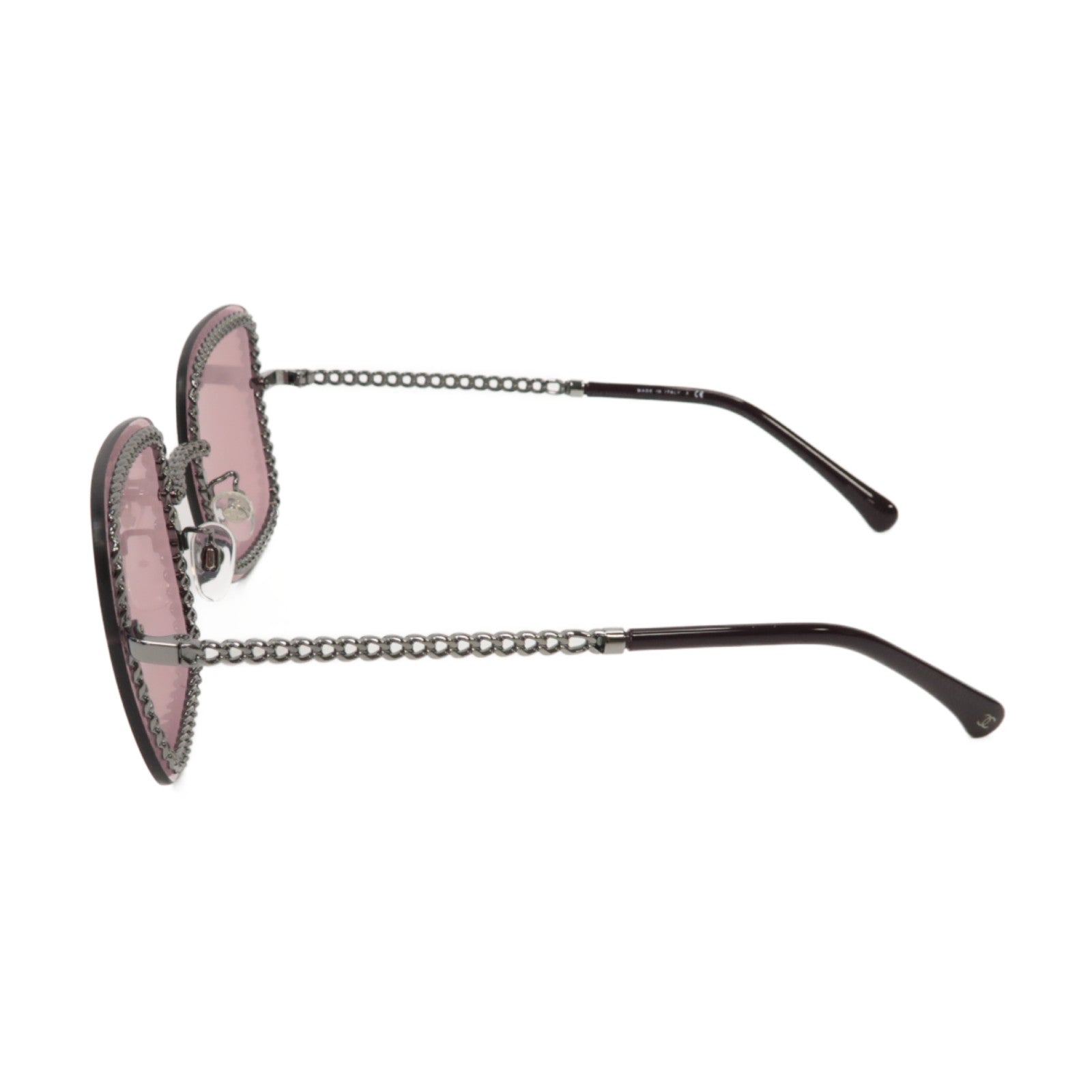 CHANEL 金屬Square Sunglasses太陽眼鏡粉紅色/銀色