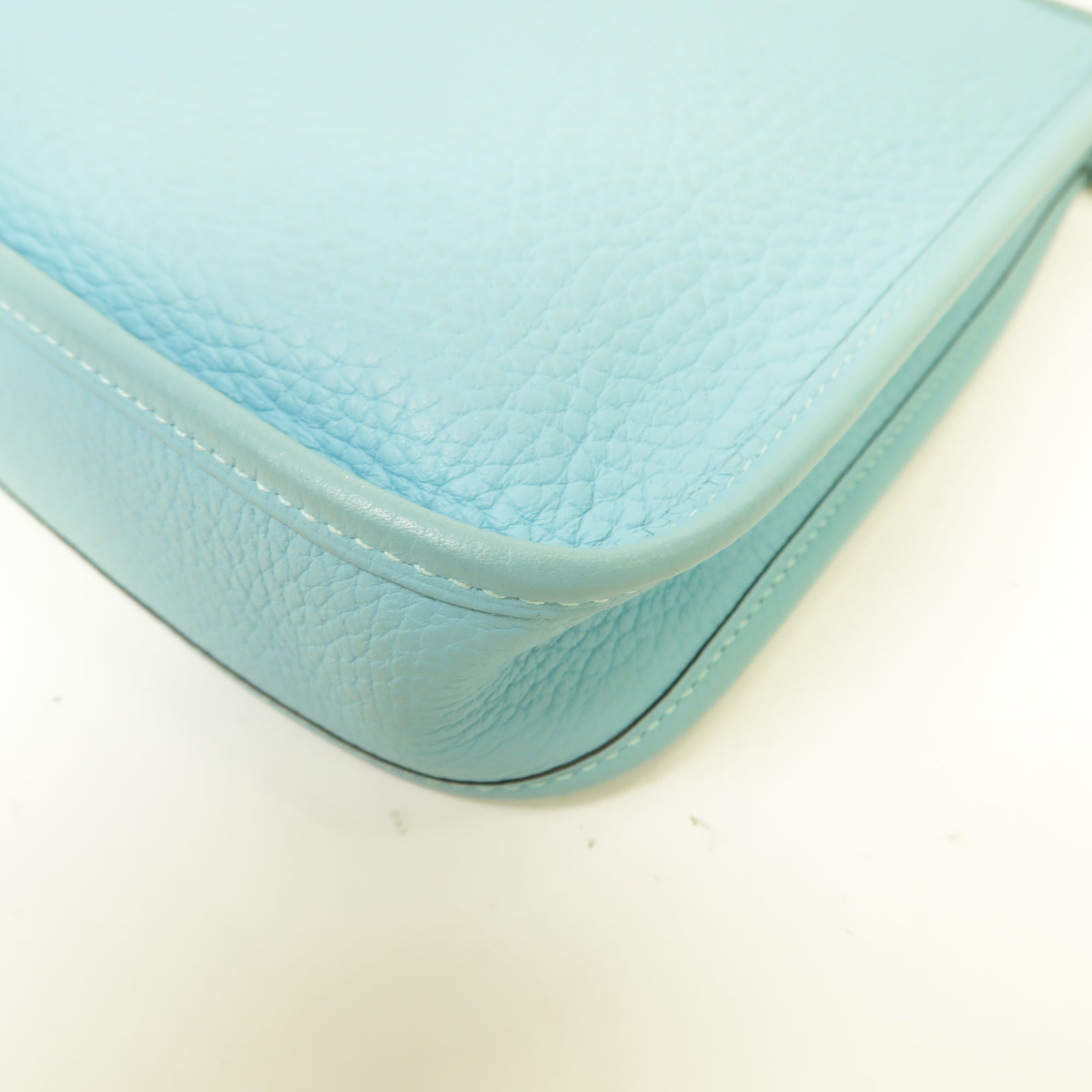 HERMES Clemence皮革Evelyne TPM銀扣肩背袋淺藍色