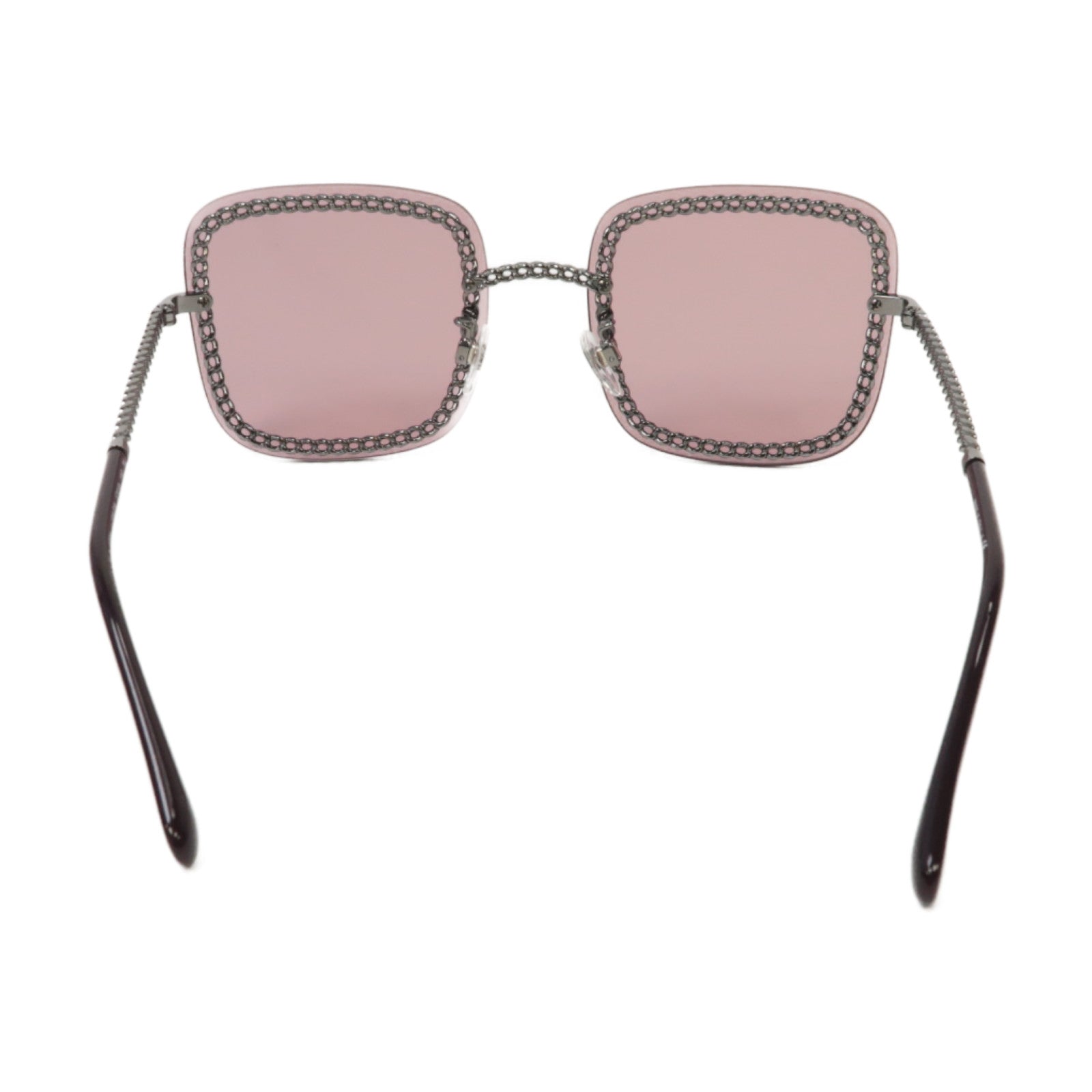 CHANEL 金屬Square Sunglasses太陽眼鏡粉紅色/銀色