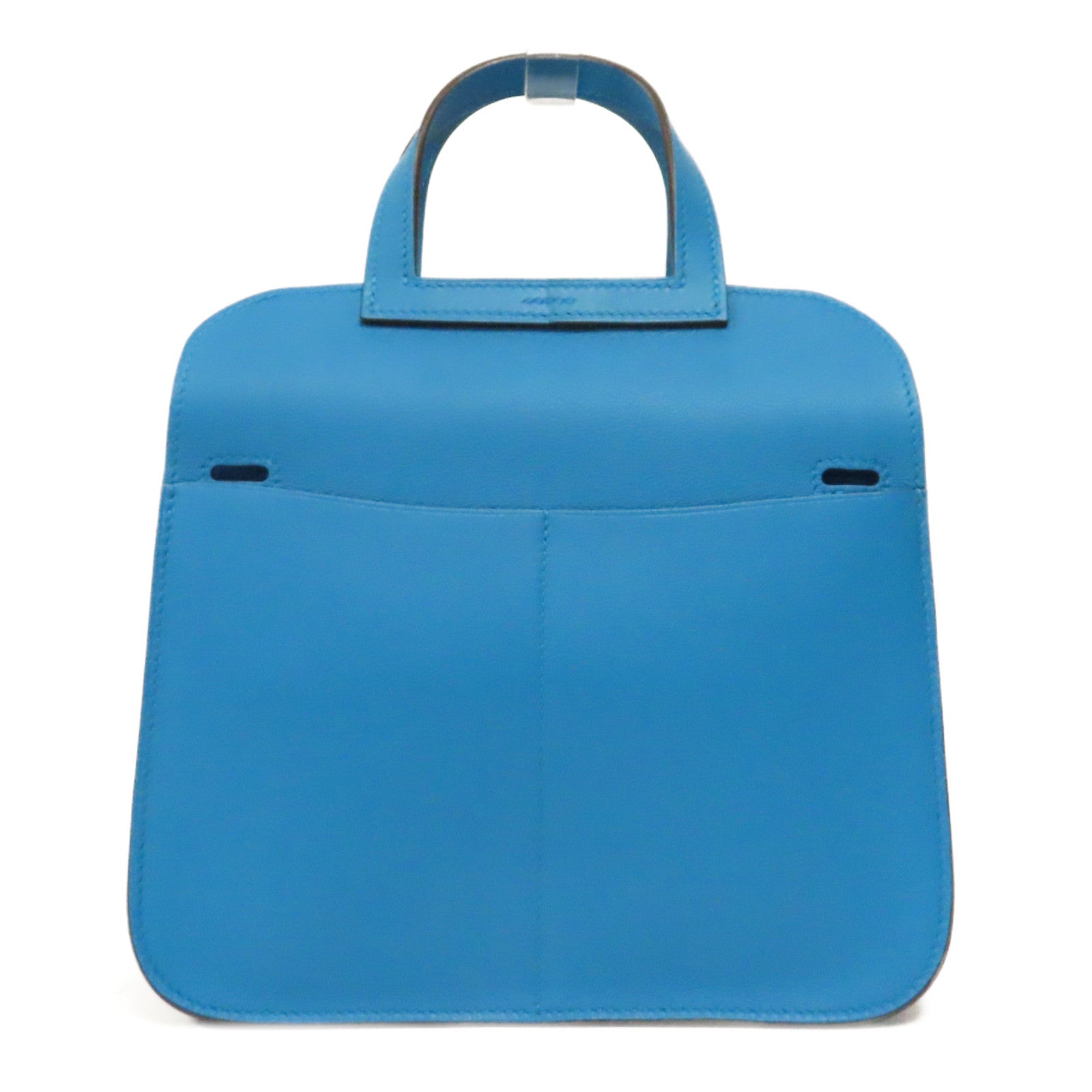 HERMES Swift皮革Mini Halzan銀扣手挽肩背兩用袋Bleu Zanzibar坦桑尼亞藍色