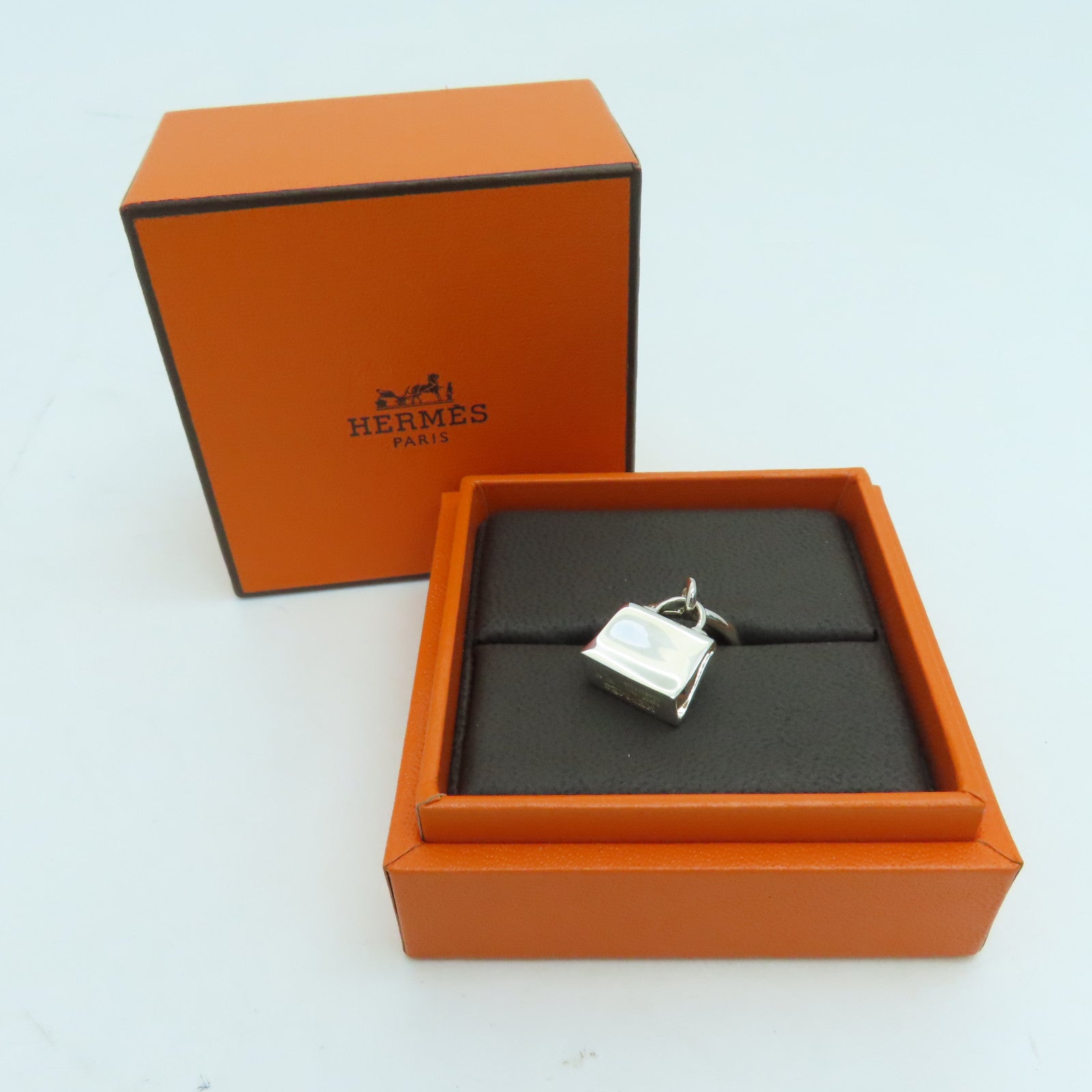 HERMES 925純銀Kelly Ring銀扣戒指銀色#49