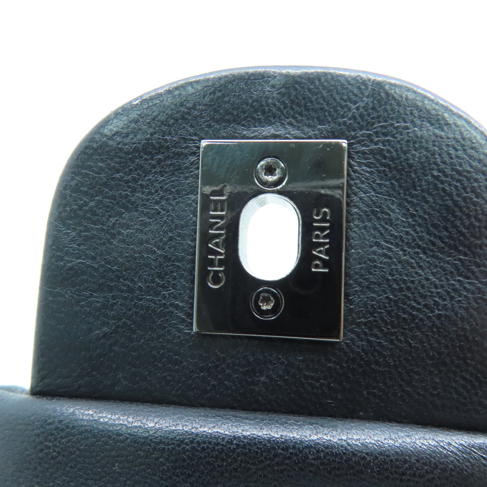 CHANEL 羊皮皮革Chain Shoulder Bag銀扣鏈帶肩背袋黑色
