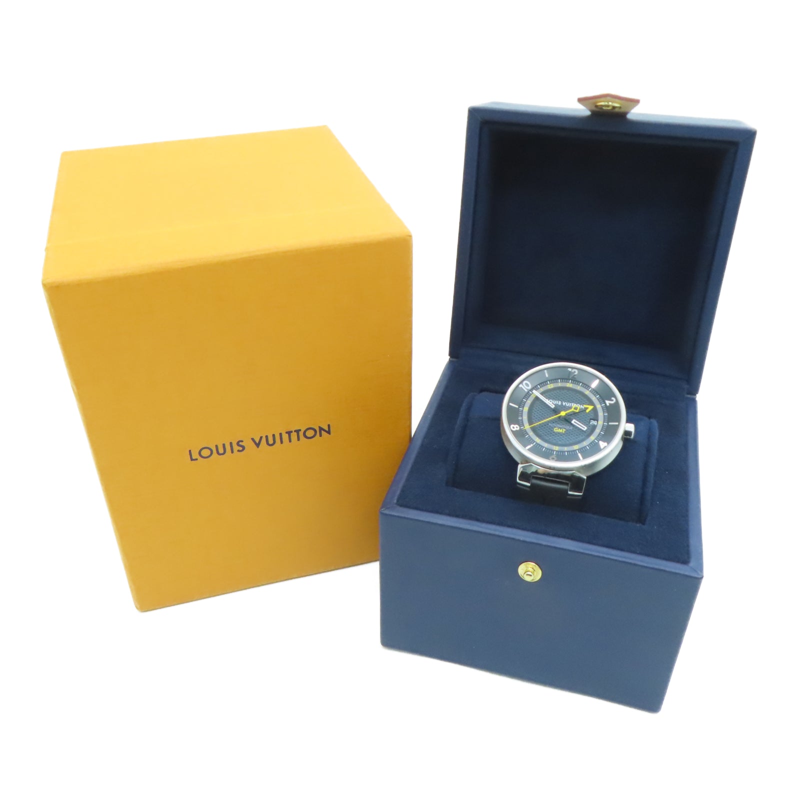 LOUIS VUITTON Tambour Moon GMT不鏽鋼手錶自動機芯黑色