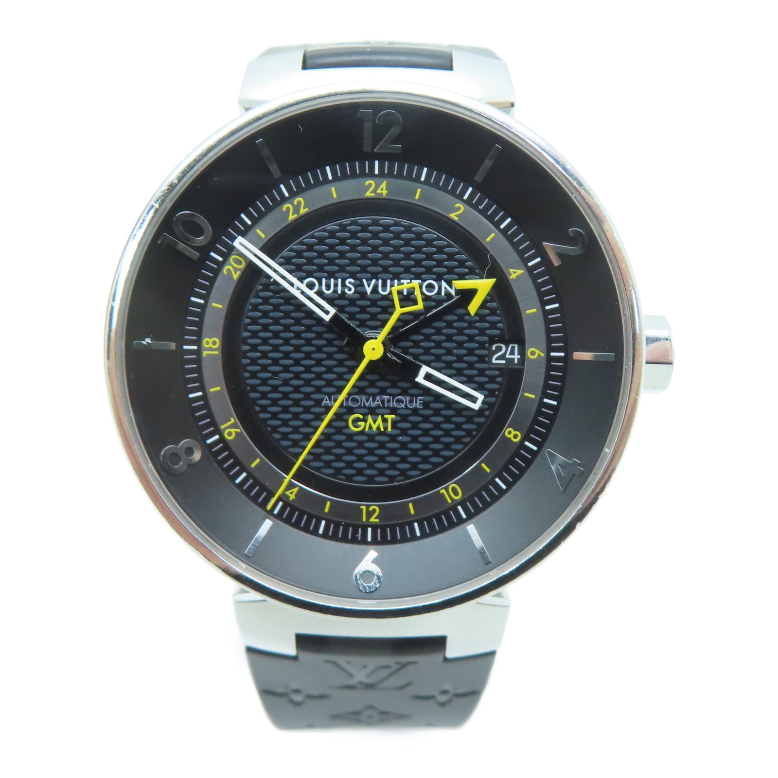 LOUIS VUITTON Tambour Moon GMT不鏽鋼手錶自動機芯黑色