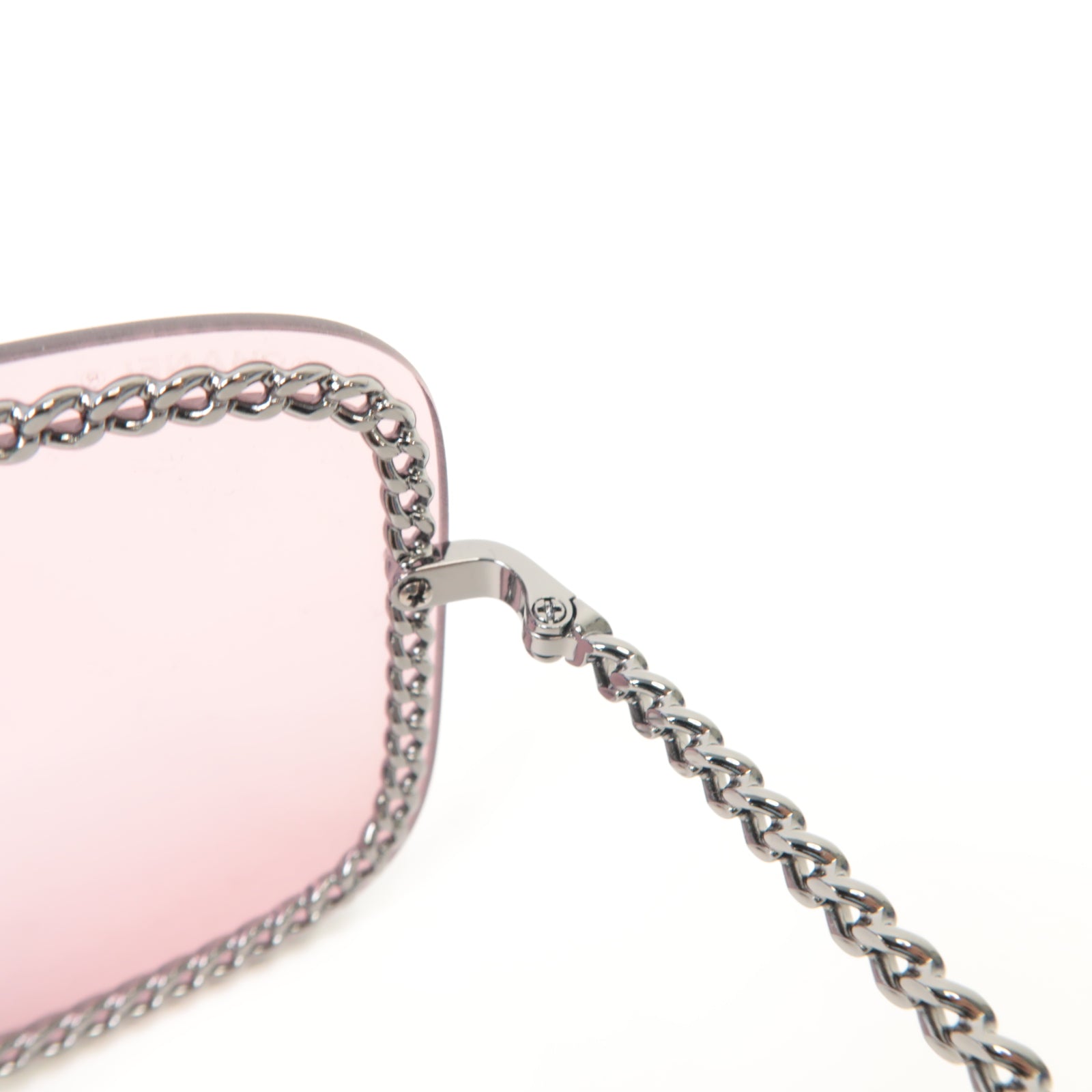 CHANEL 金屬Square Sunglasses太陽眼鏡粉紅色/銀色