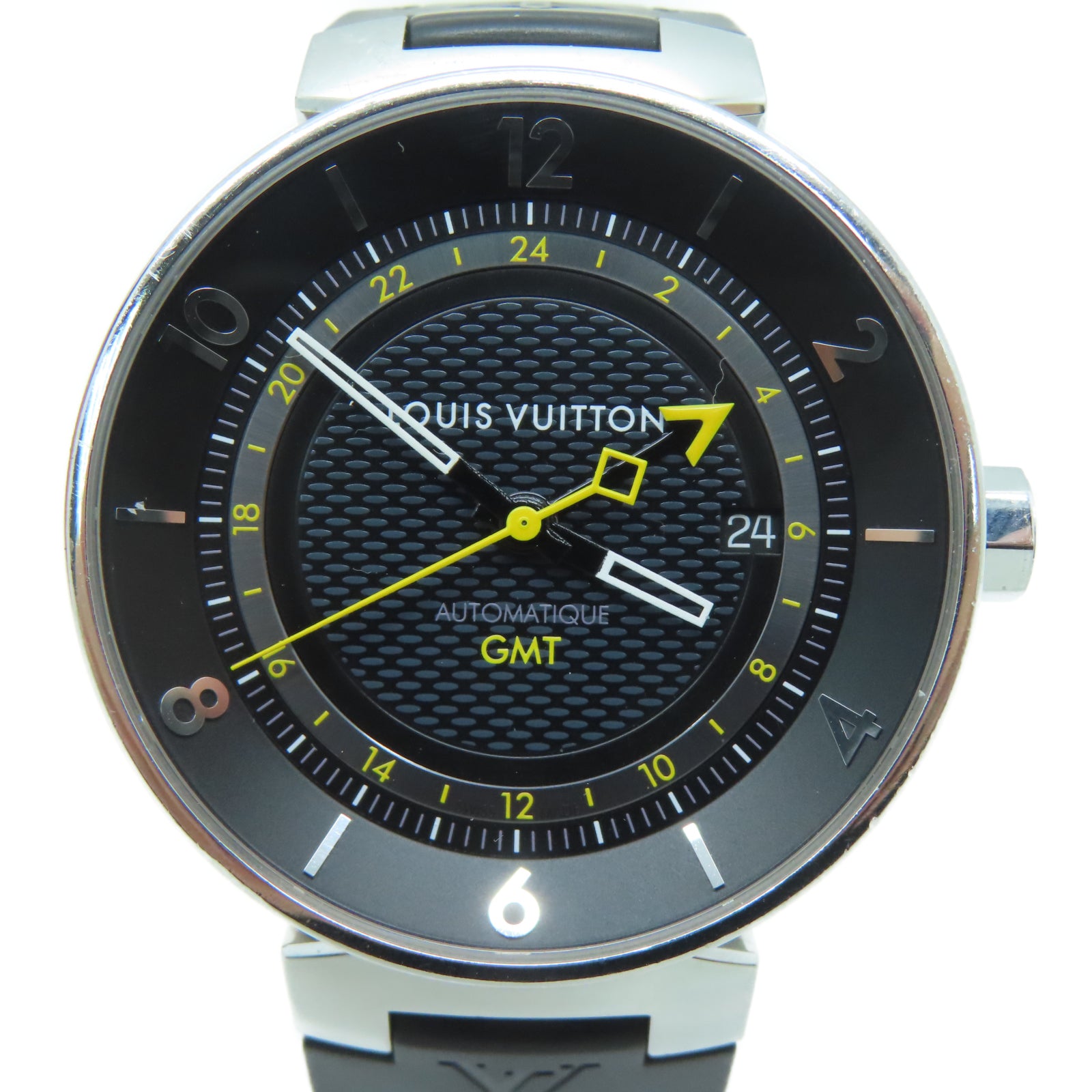 LOUIS VUITTON Tambour Moon GMT不鏽鋼手錶自動機芯黑色