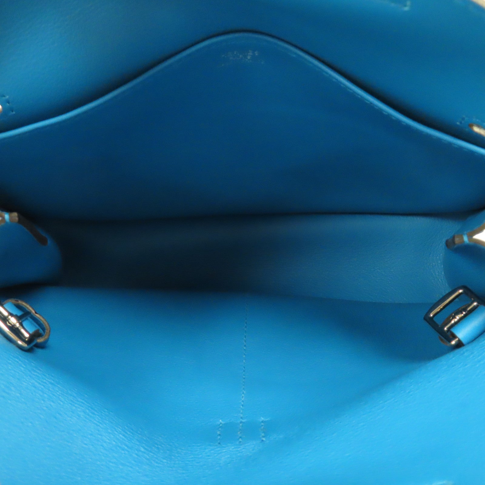 HERMES Swift皮革Mini Halzan銀扣手挽肩背兩用袋Bleu Zanzibar坦桑尼亞藍色