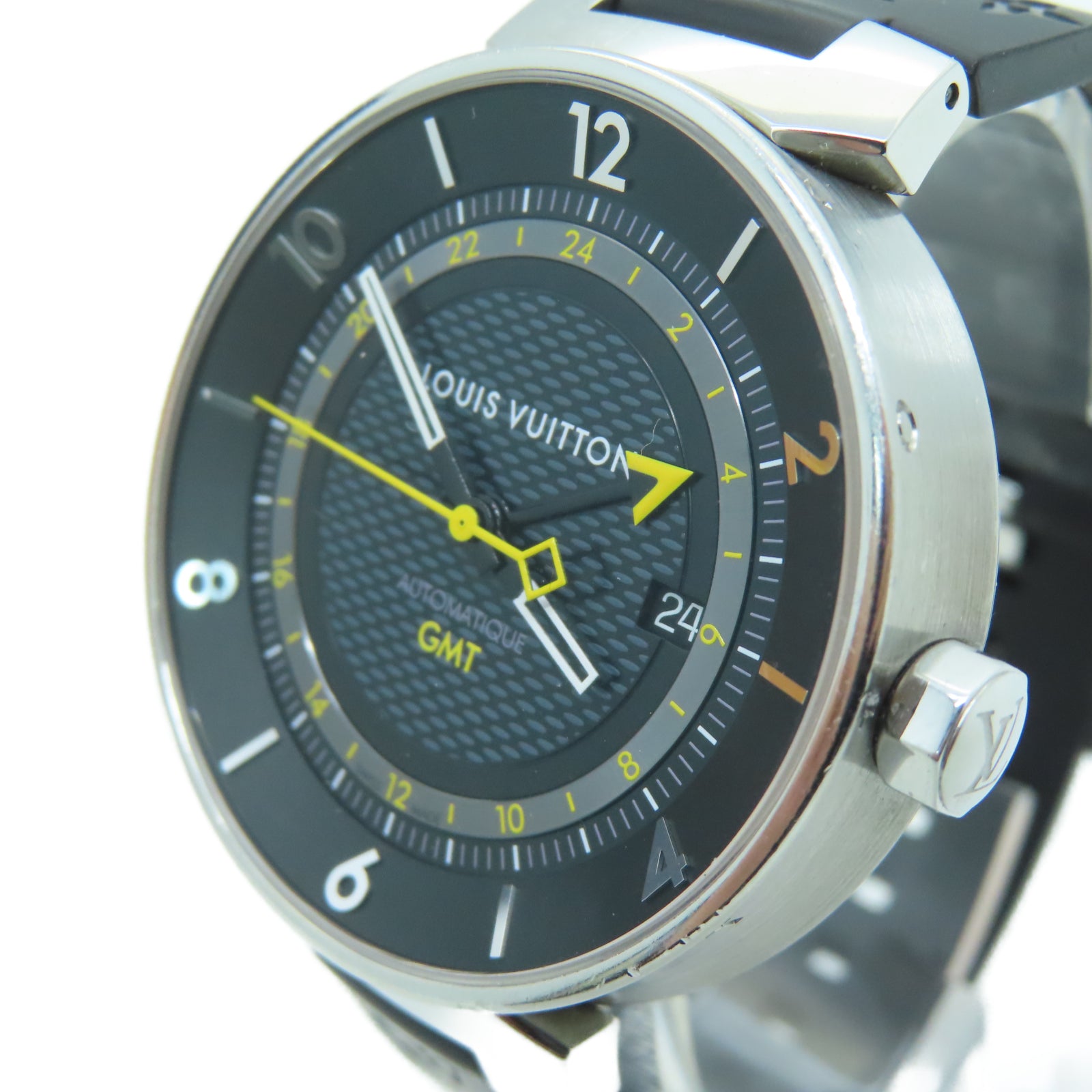 LOUIS VUITTON Tambour Moon GMT不鏽鋼手錶自動機芯黑色
