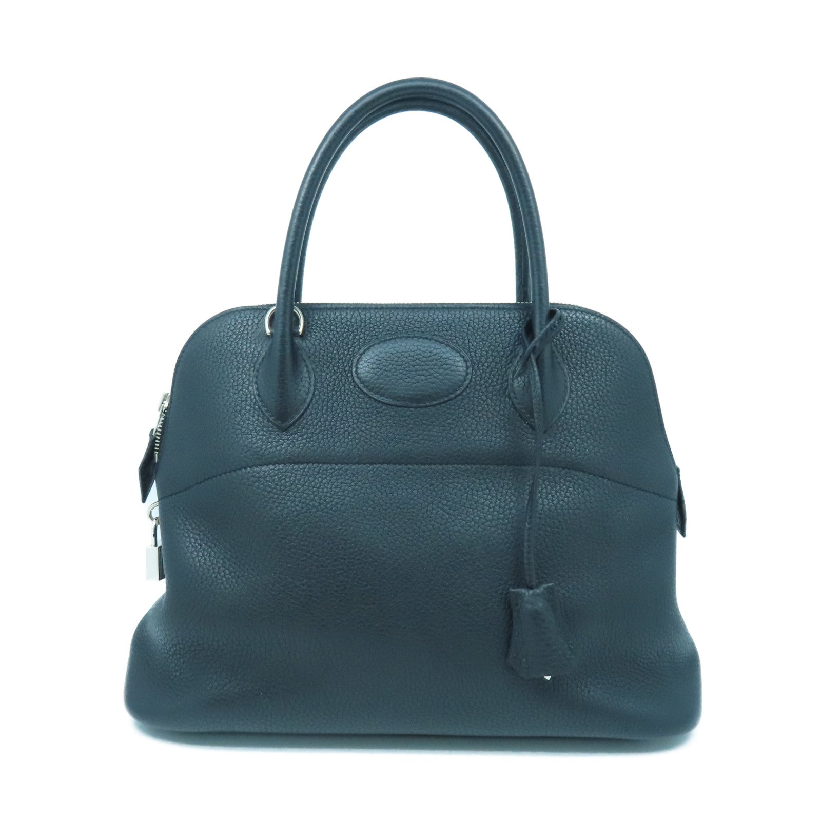 HERMES Clemence皮革Bolide 31銀扣手挽袋黑色
