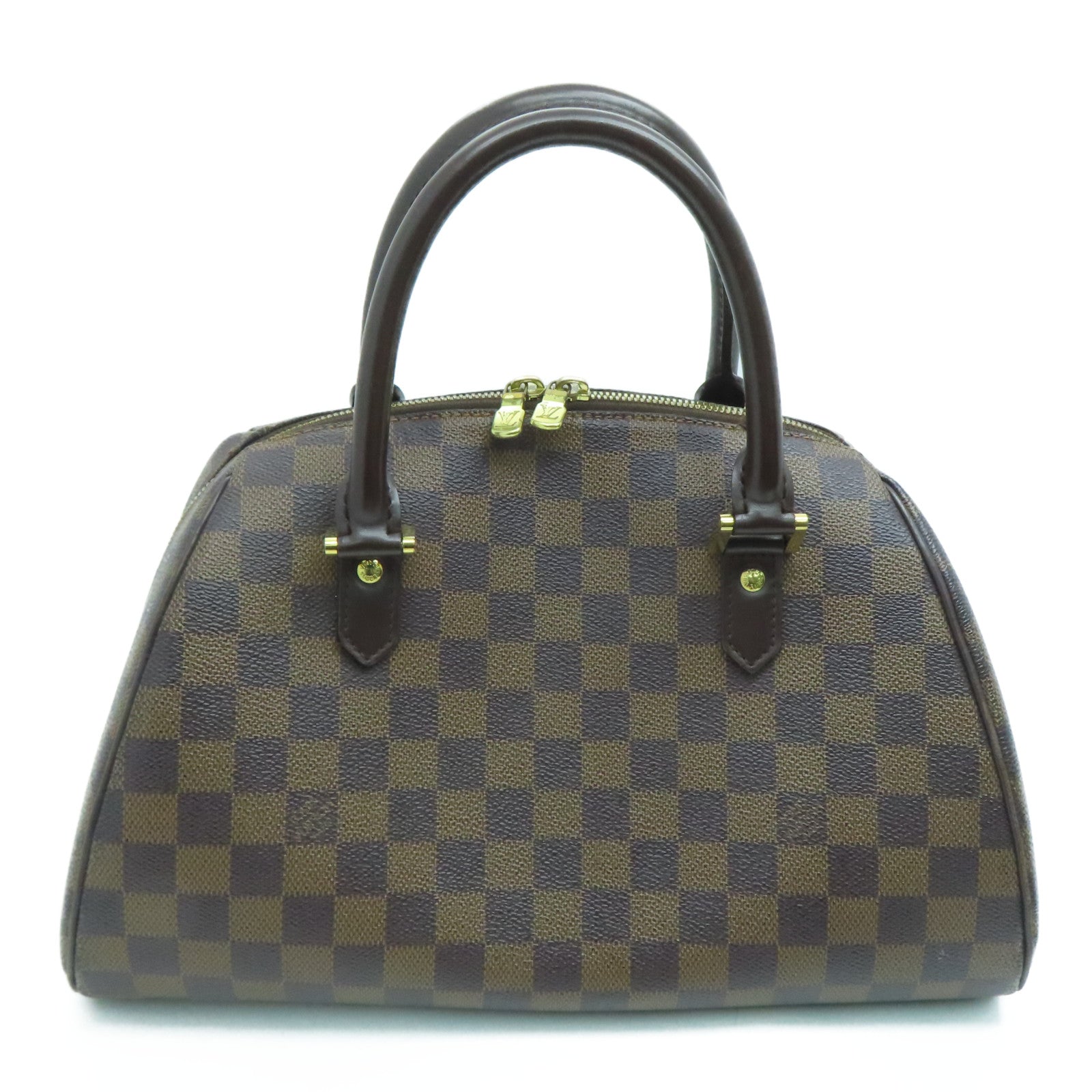 LOUIS VUITTON Damier Ribera MM Handbag gold buckle handle bag brown N41434