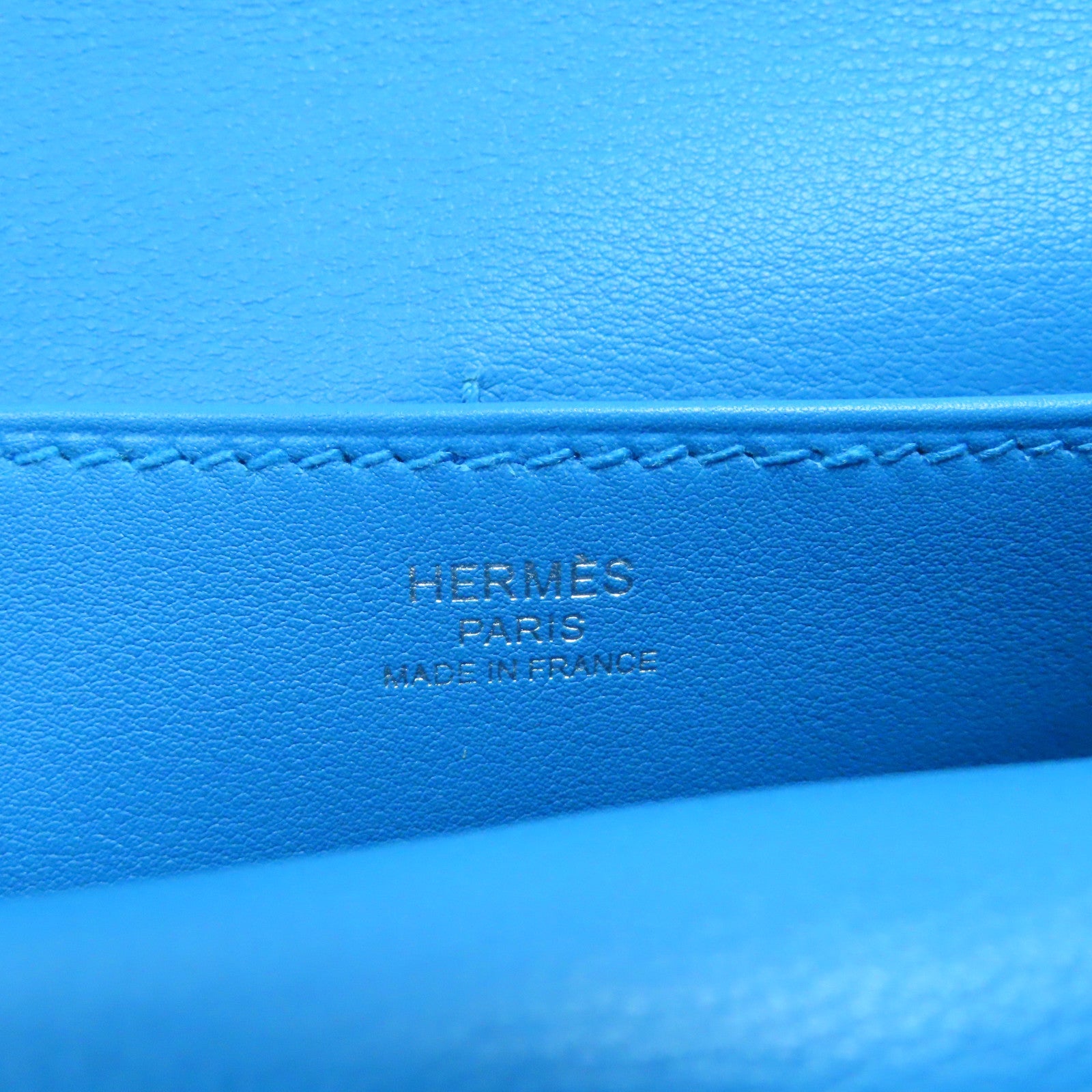 HERMES Swift皮革Mini Halzan銀扣手挽肩背兩用袋Bleu Zanzibar坦桑尼亞藍色