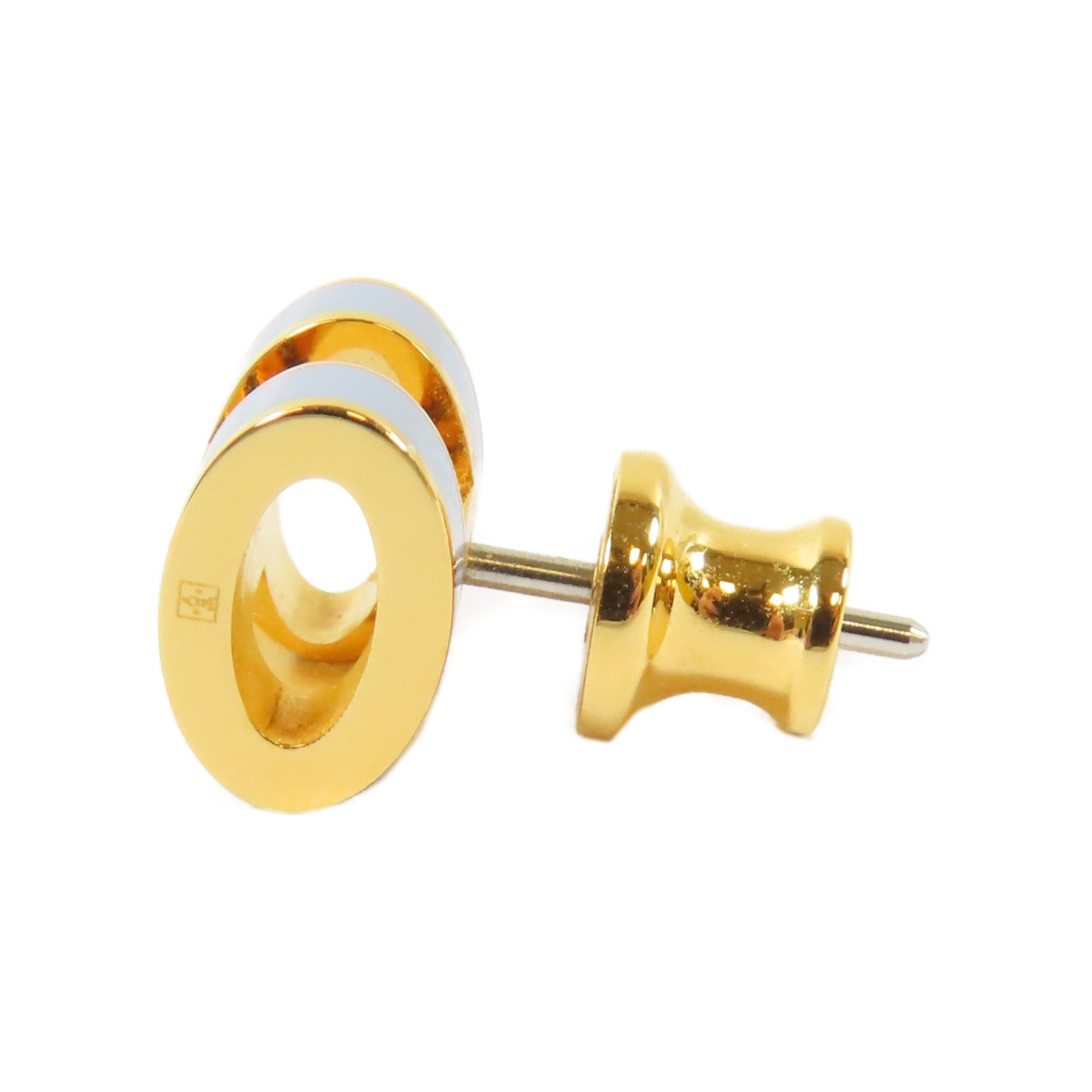 HERMES 金屬Mini Pop H Earrings耳環金色/淺藍色