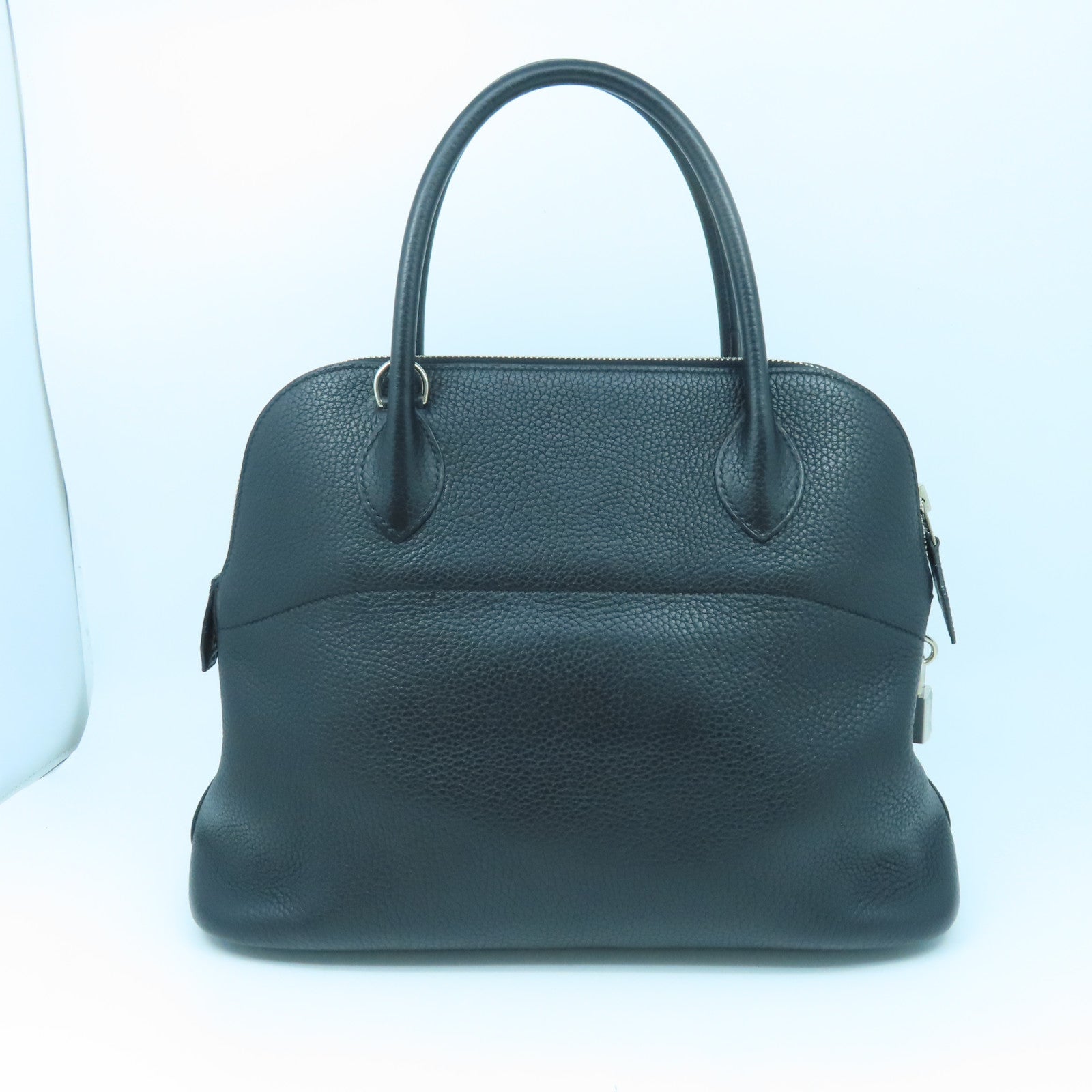 HERMES Clemence皮革Bolide 31銀扣手挽袋黑色