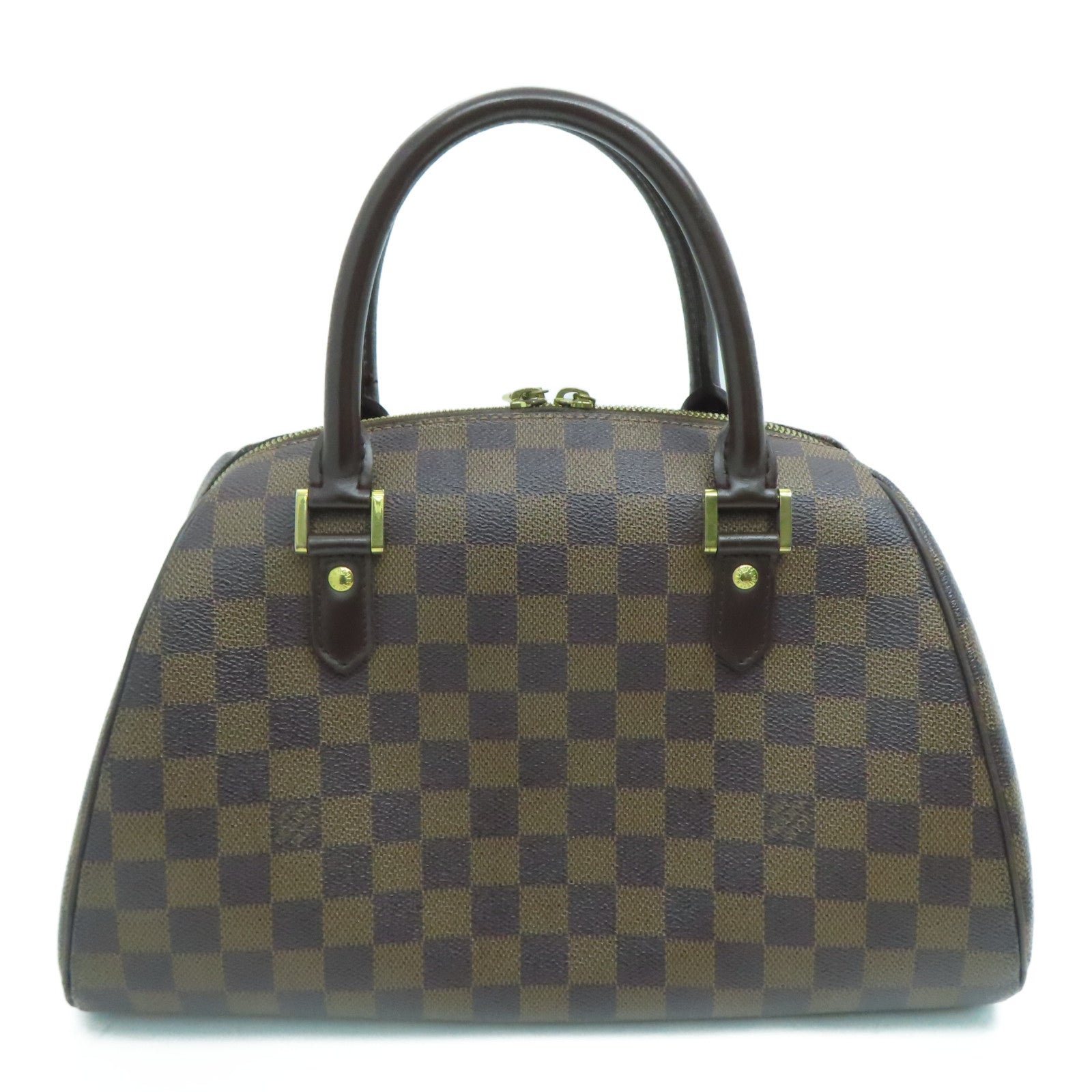 LOUIS VUITTON Damier Ribera MM Handbag gold buckle handle bag brown N41434