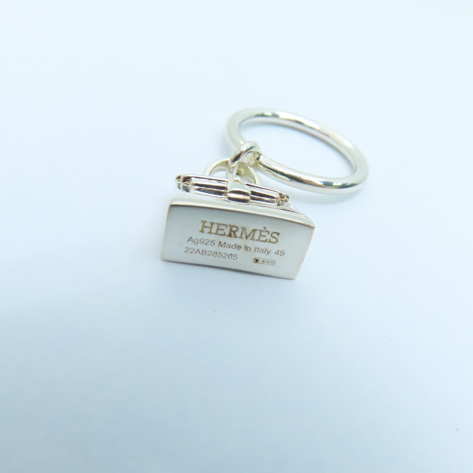HERMES 925純銀Kelly Ring銀扣戒指銀色#49