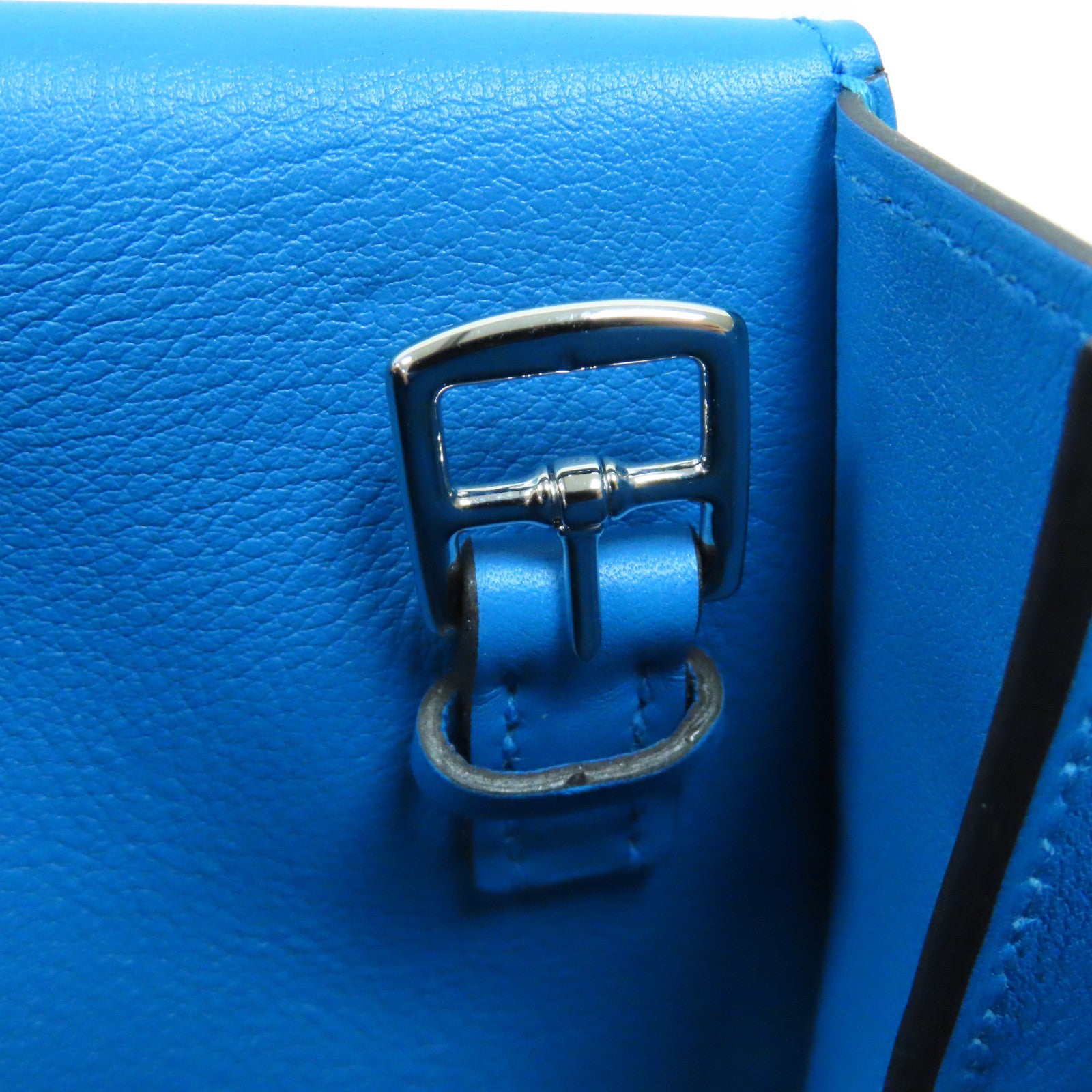 HERMES Swift皮革Mini Halzan銀扣手挽肩背兩用袋Bleu Zanzibar坦桑尼亞藍色