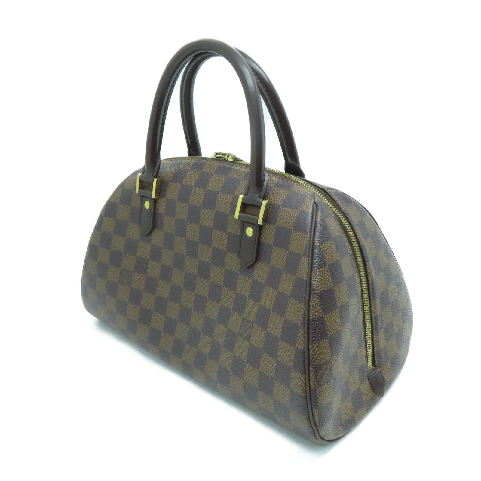 LOUIS VUITTON Damier Ribera MM Handbag gold buckle handle bag brown N41434