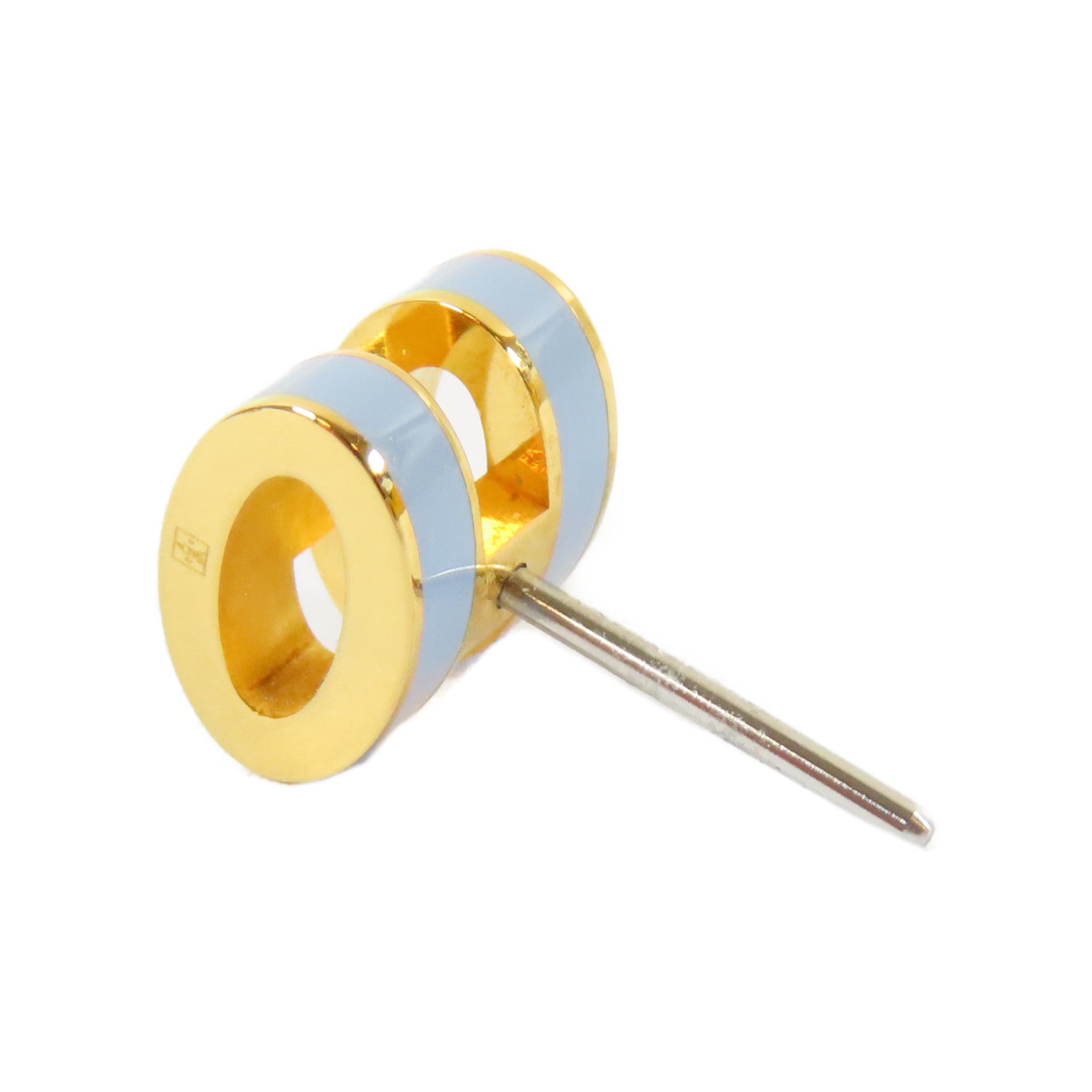 HERMES 金屬Mini Pop H Earrings耳環金色/淺藍色