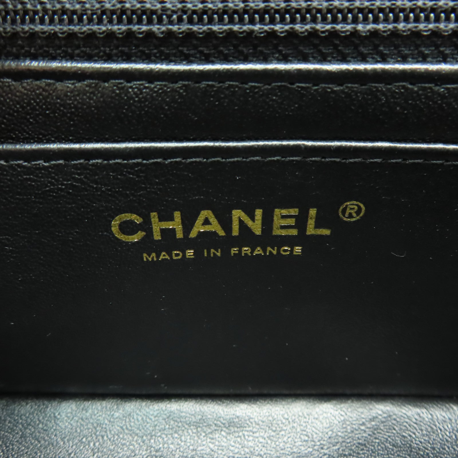 CHANEL 斜紋羊皮皮革Chain Shoulder金扣鏈帶肩背袋黑色