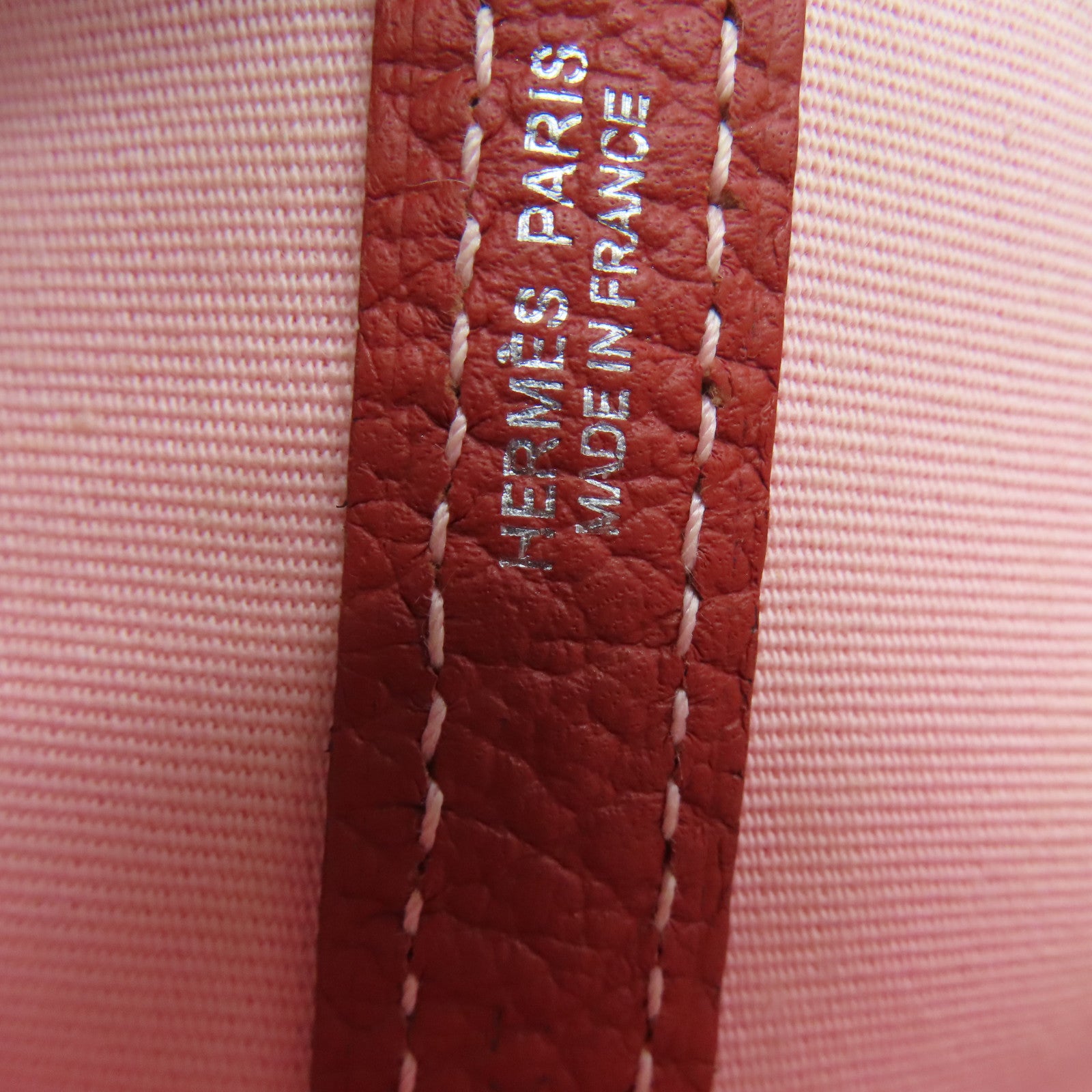 HERMES 帆布GardenParty PM银扣手挽袋红色/粉红色