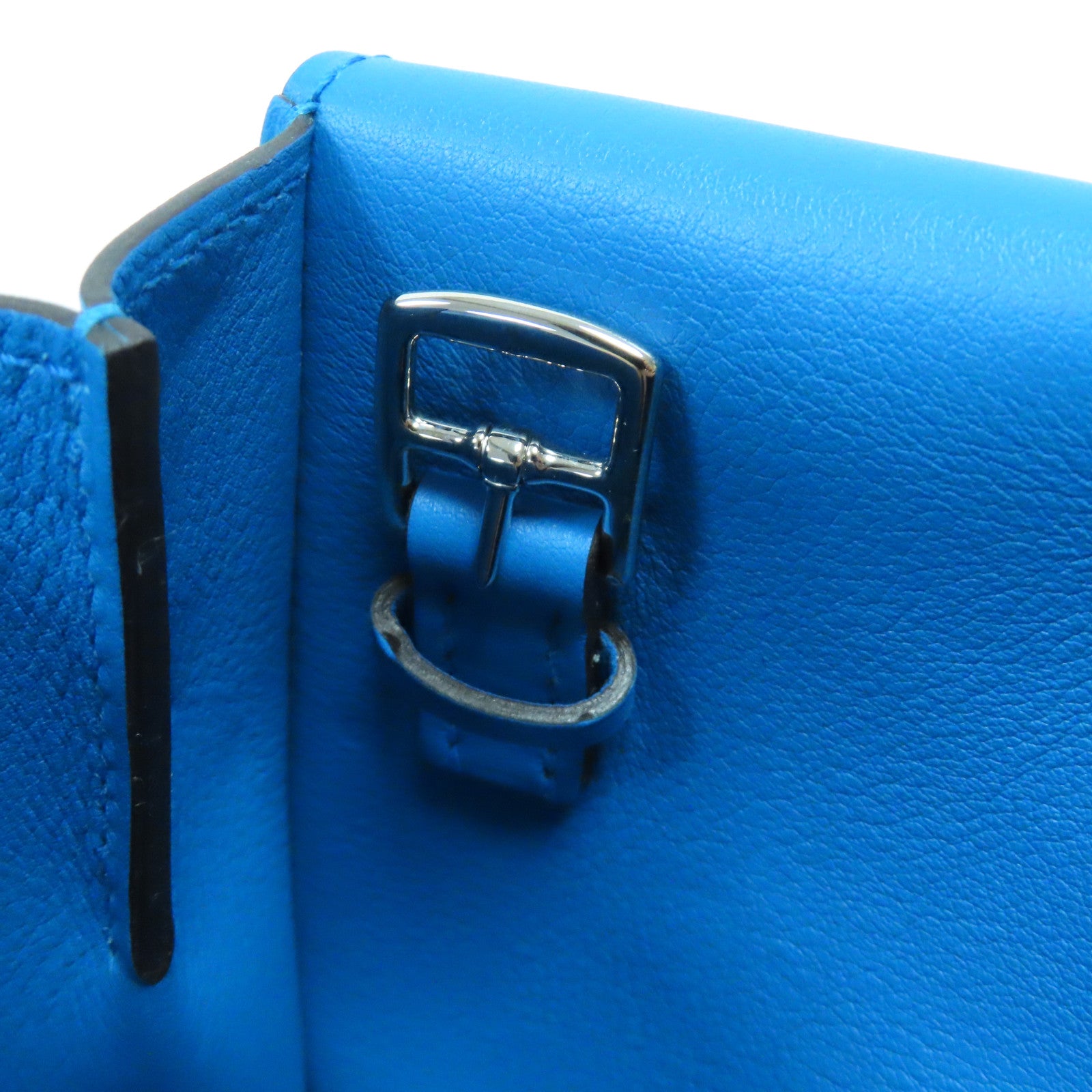 HERMES Swift皮革Mini Halzan銀扣手挽肩背兩用袋Bleu Zanzibar坦桑尼亞藍色