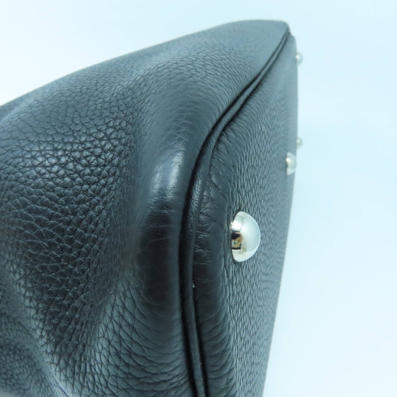 HERMES Clemence皮革Bolide 31銀扣手挽袋黑色