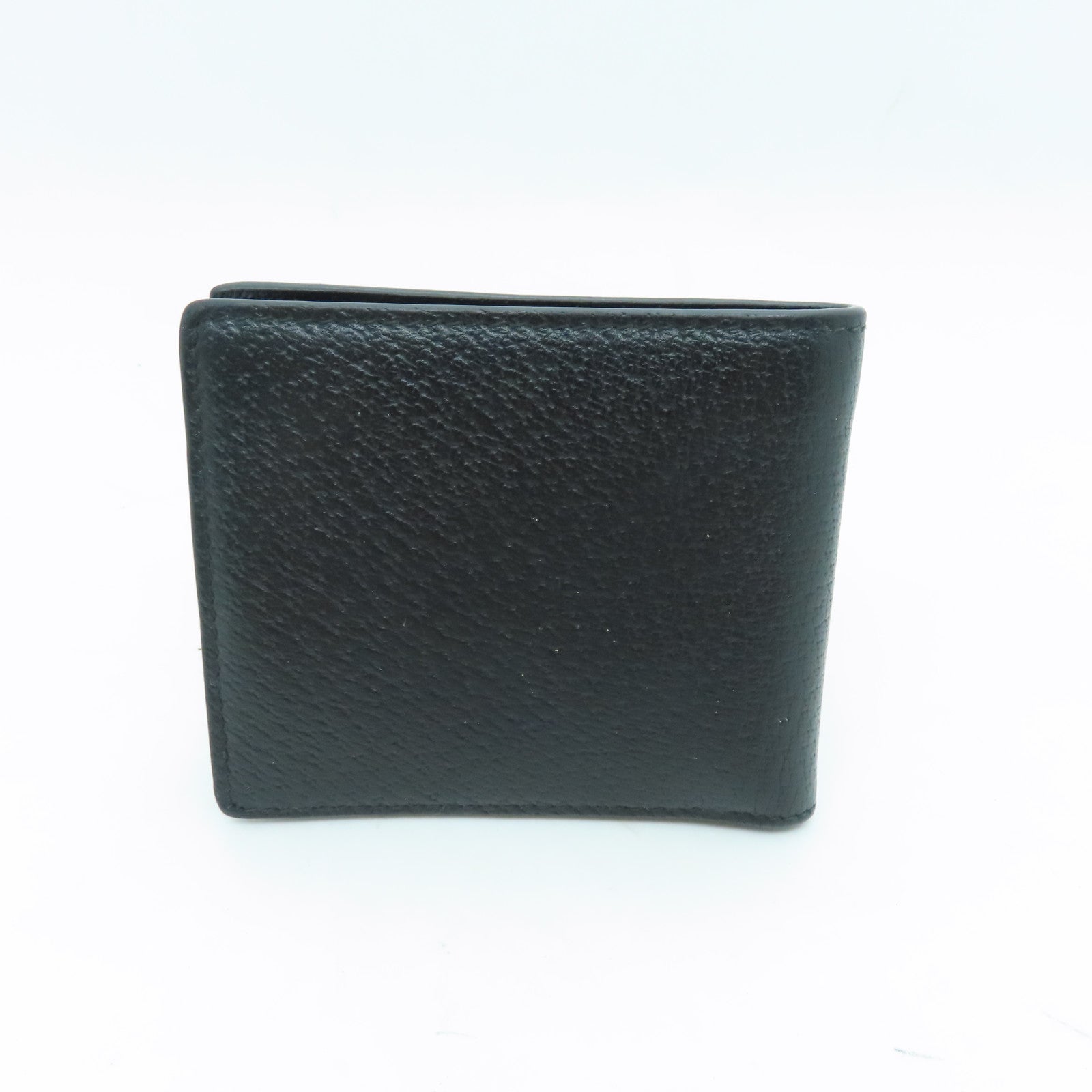 GUCCI Cowhide Leather Wallet Gold Buckle Wallet Black