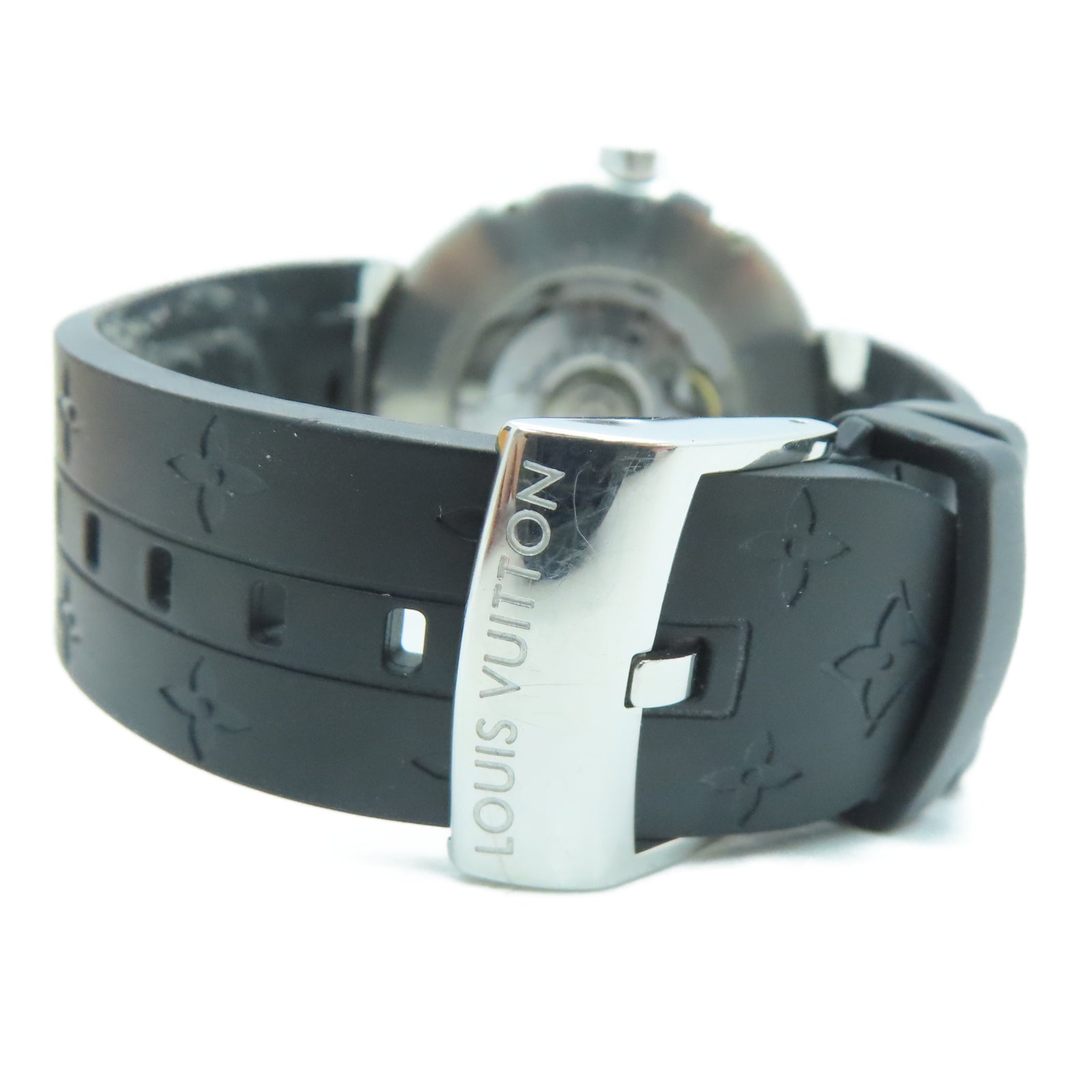 LOUIS VUITTON Tambour Moon GMT不鏽鋼手錶自動機芯黑色