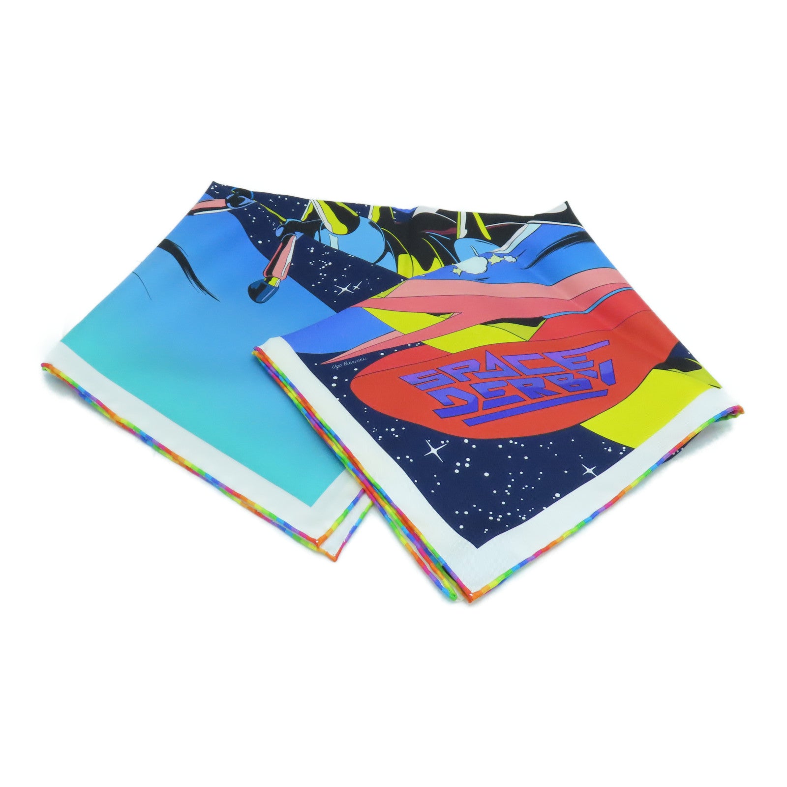 HERMES 絲質Scarf絲巾藍色/綠色