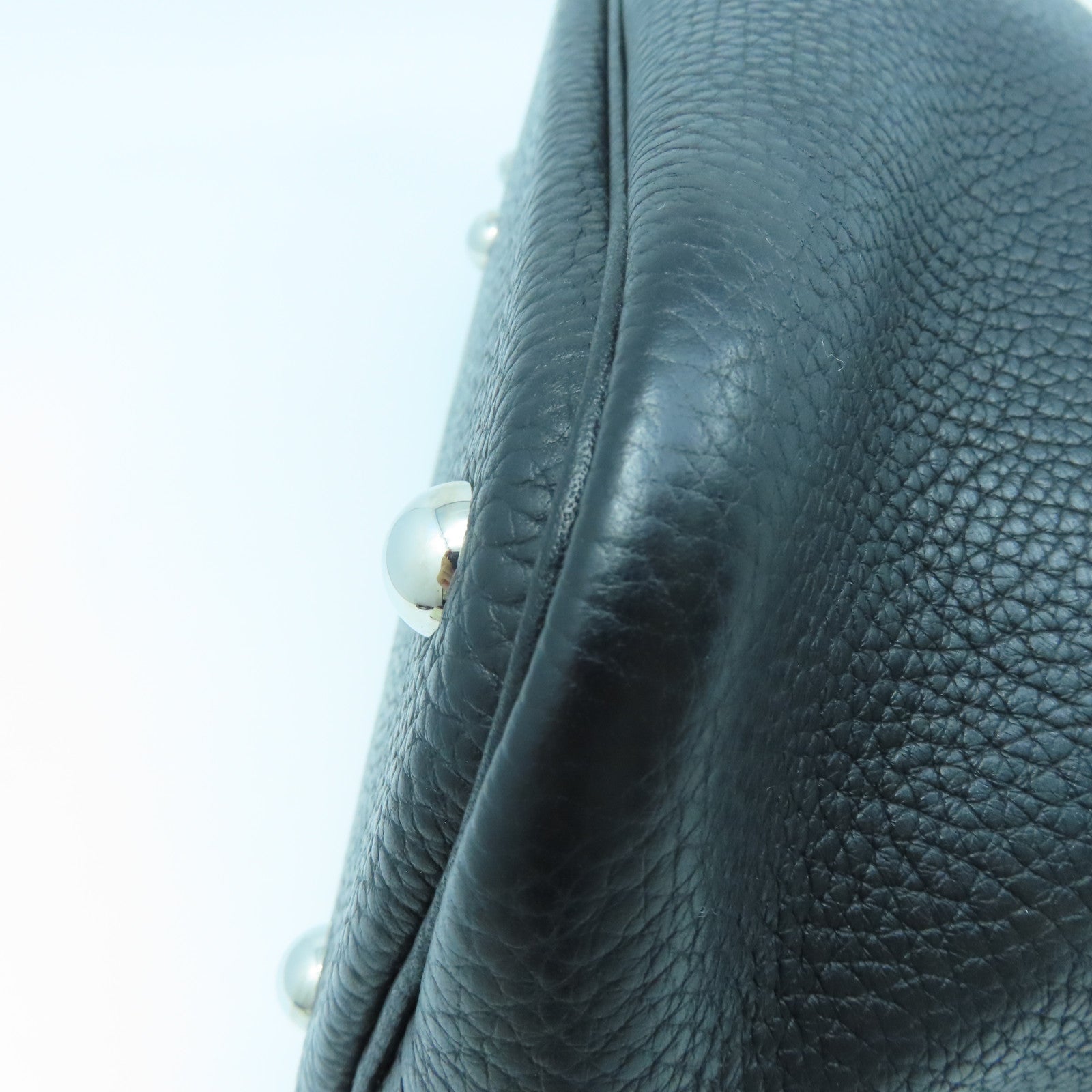 HERMES Clemence皮革Bolide 31銀扣手挽袋黑色
