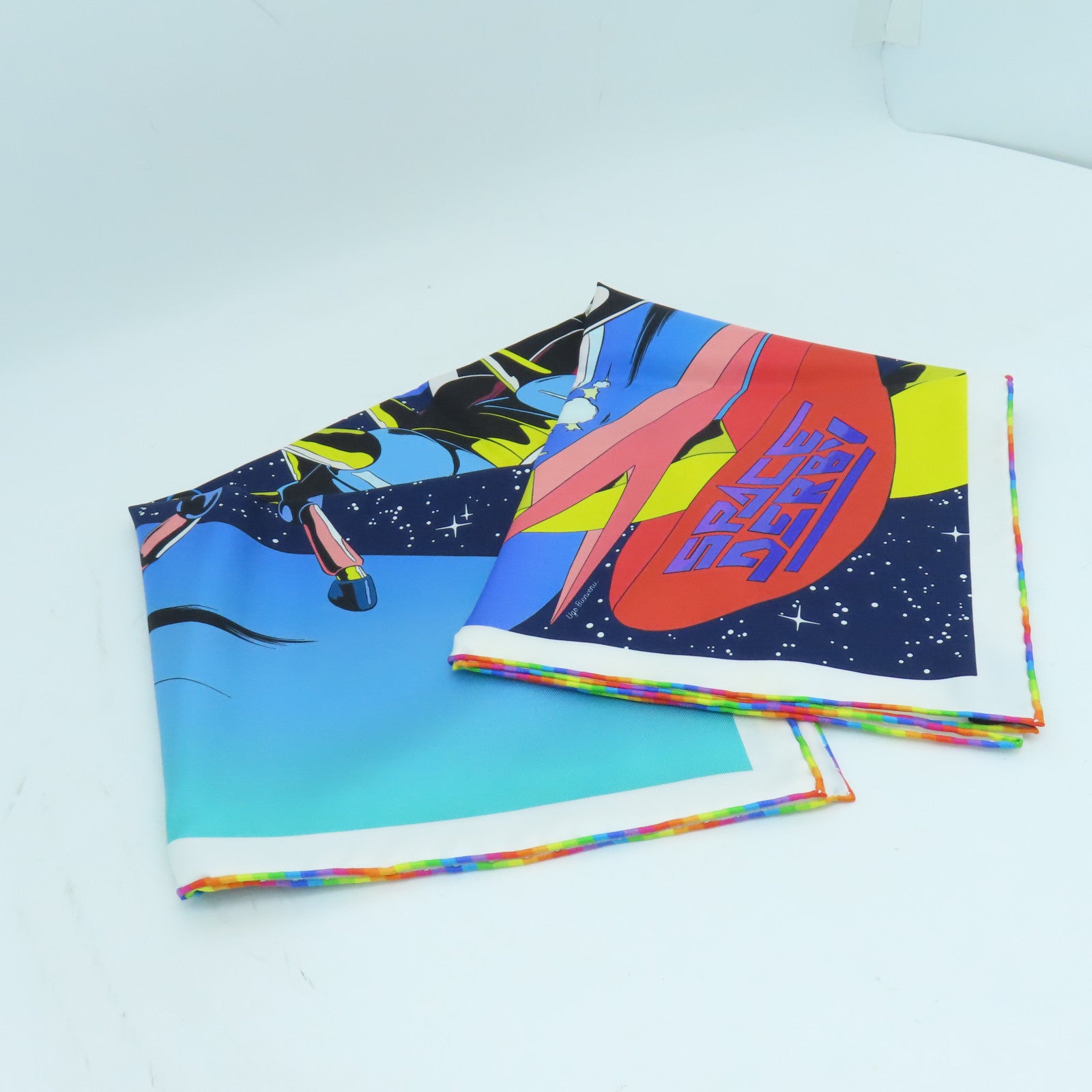 HERMES 絲質Scarf絲巾藍色/綠色