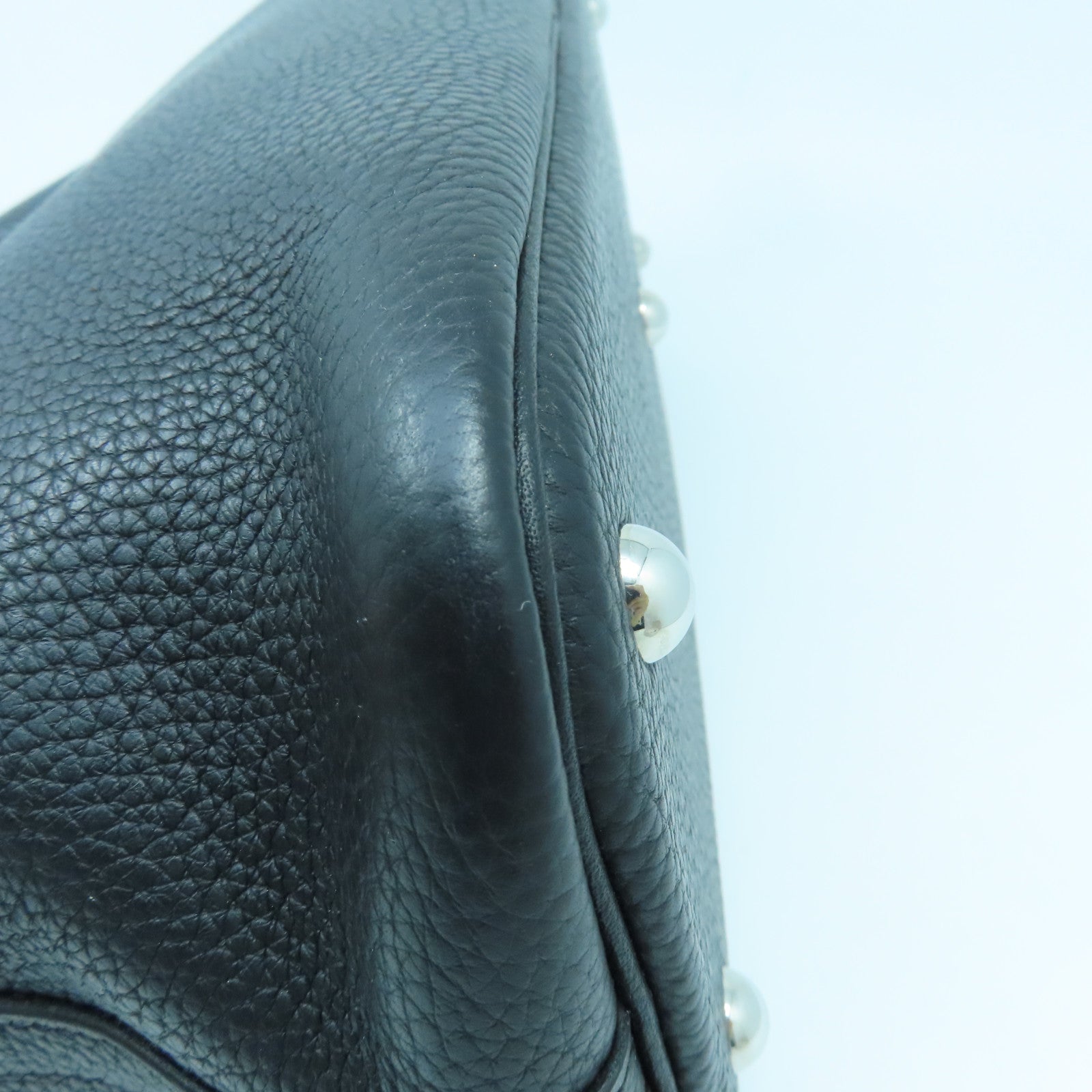HERMES Clemence皮革Bolide 31銀扣手挽袋黑色