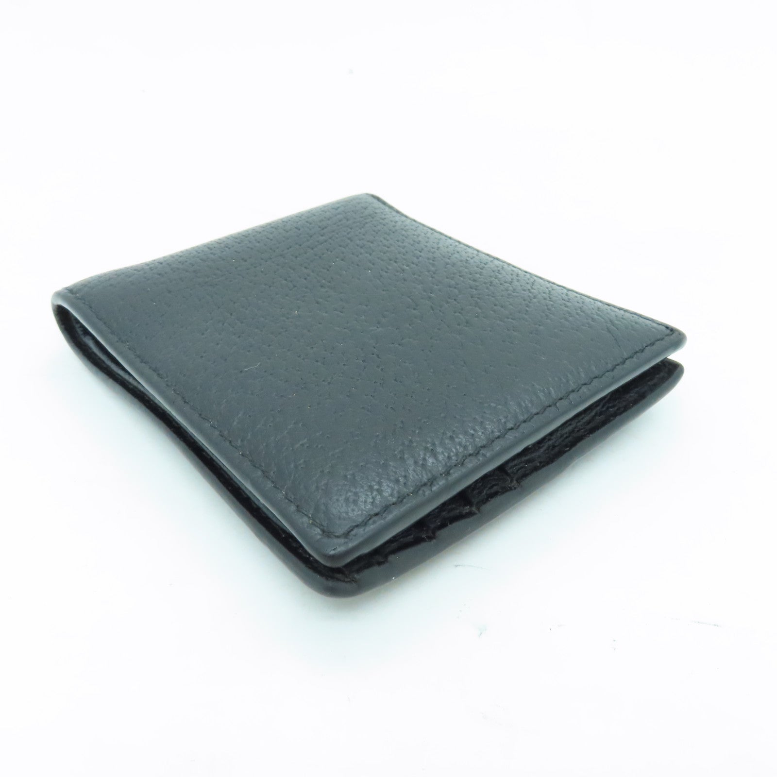 GUCCI Cowhide Leather Wallet Gold Buckle Wallet Black