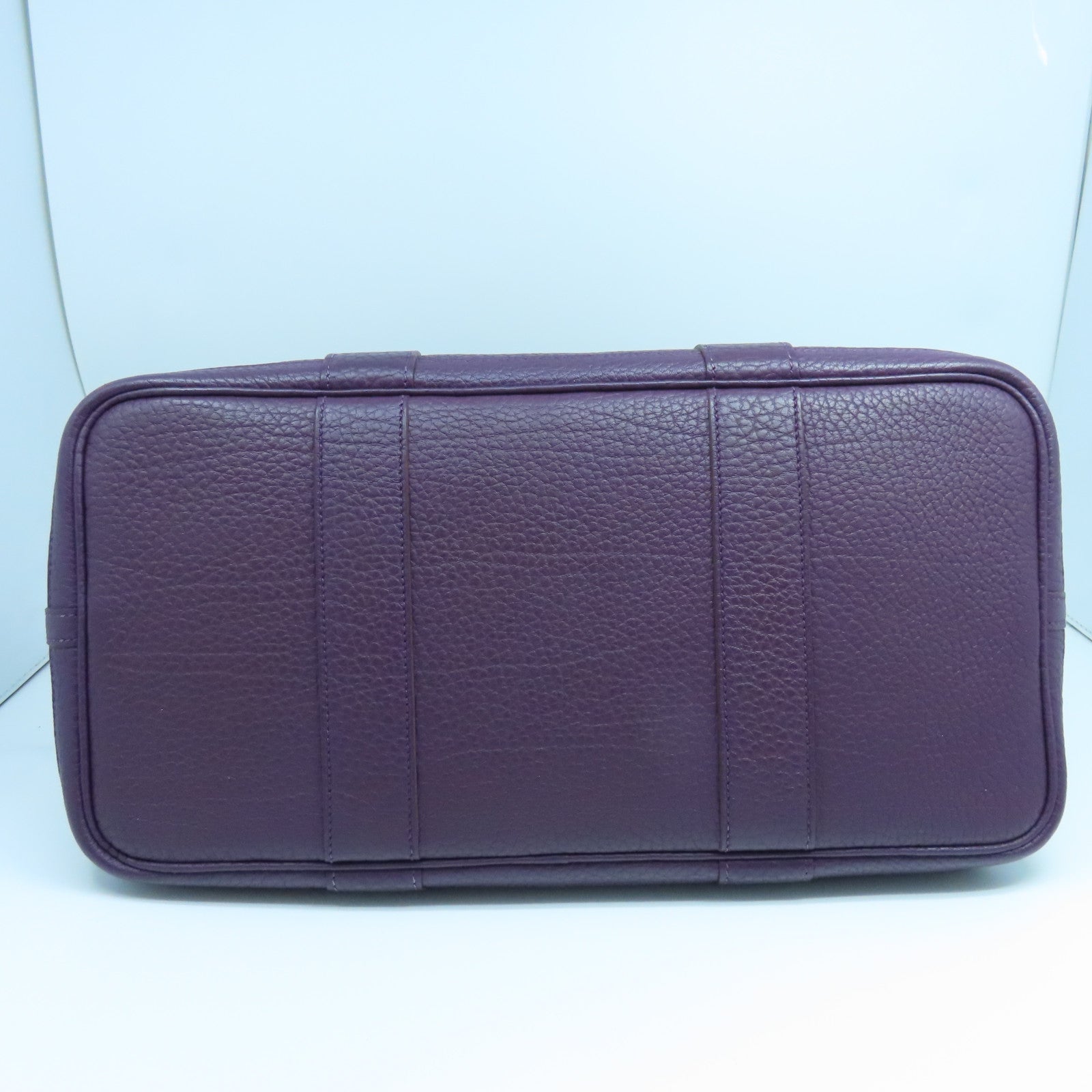 HERMES Clemence皮革Garden Party PM銀扣手挽袋海葵紫色