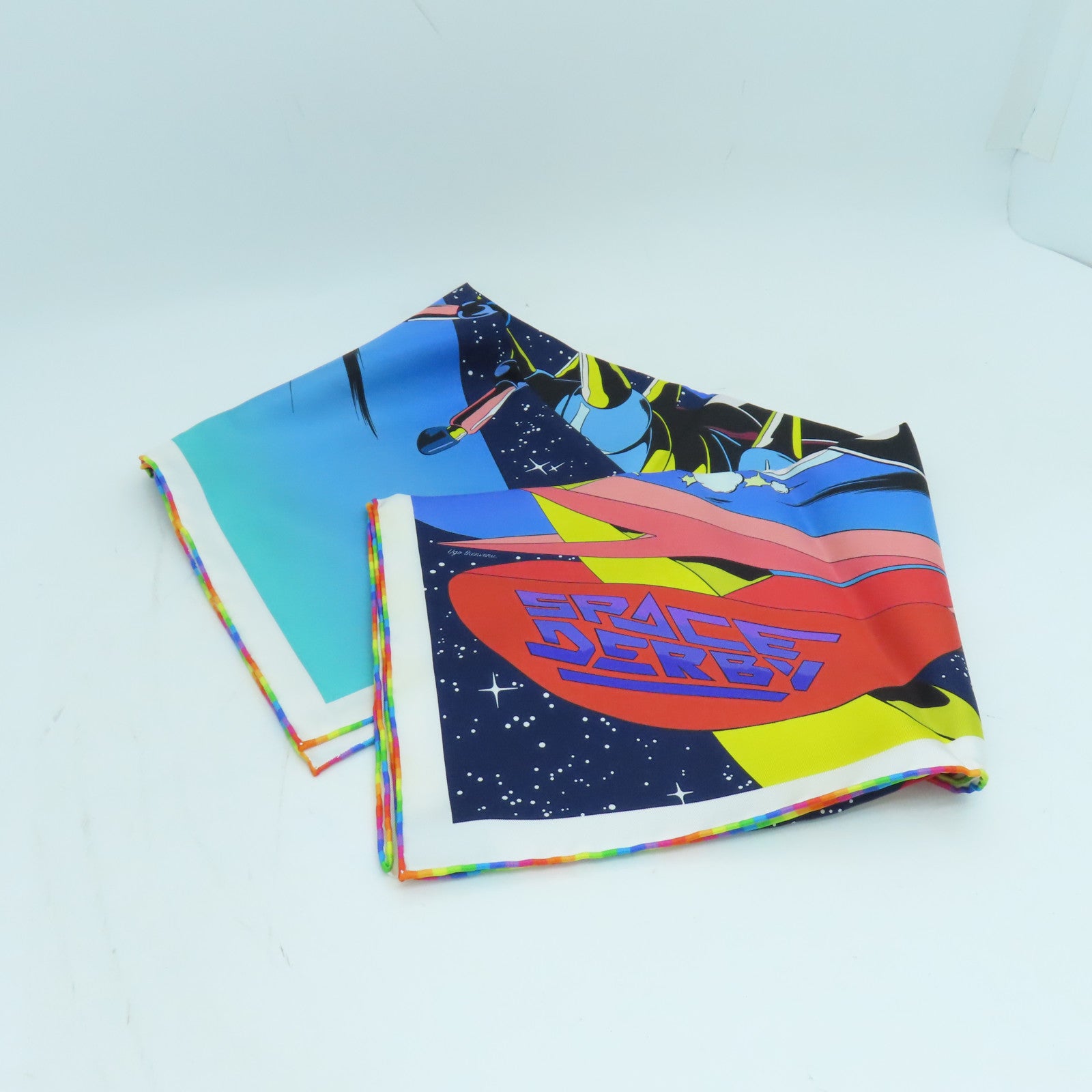 HERMES 絲質Scarf絲巾藍色/綠色