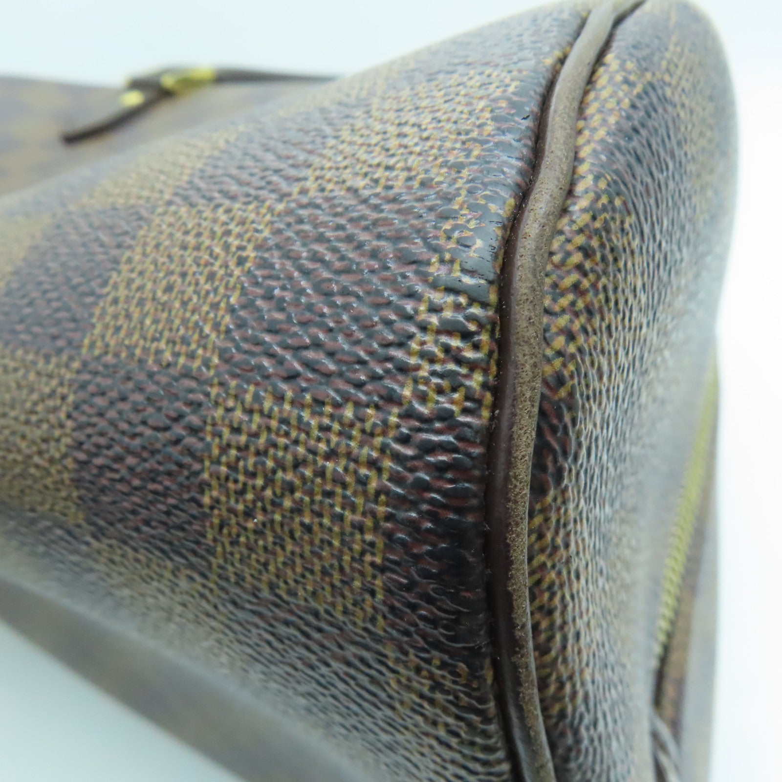 LOUIS VUITTON Damier Ribera MM Handbag gold buckle handle bag brown N41434