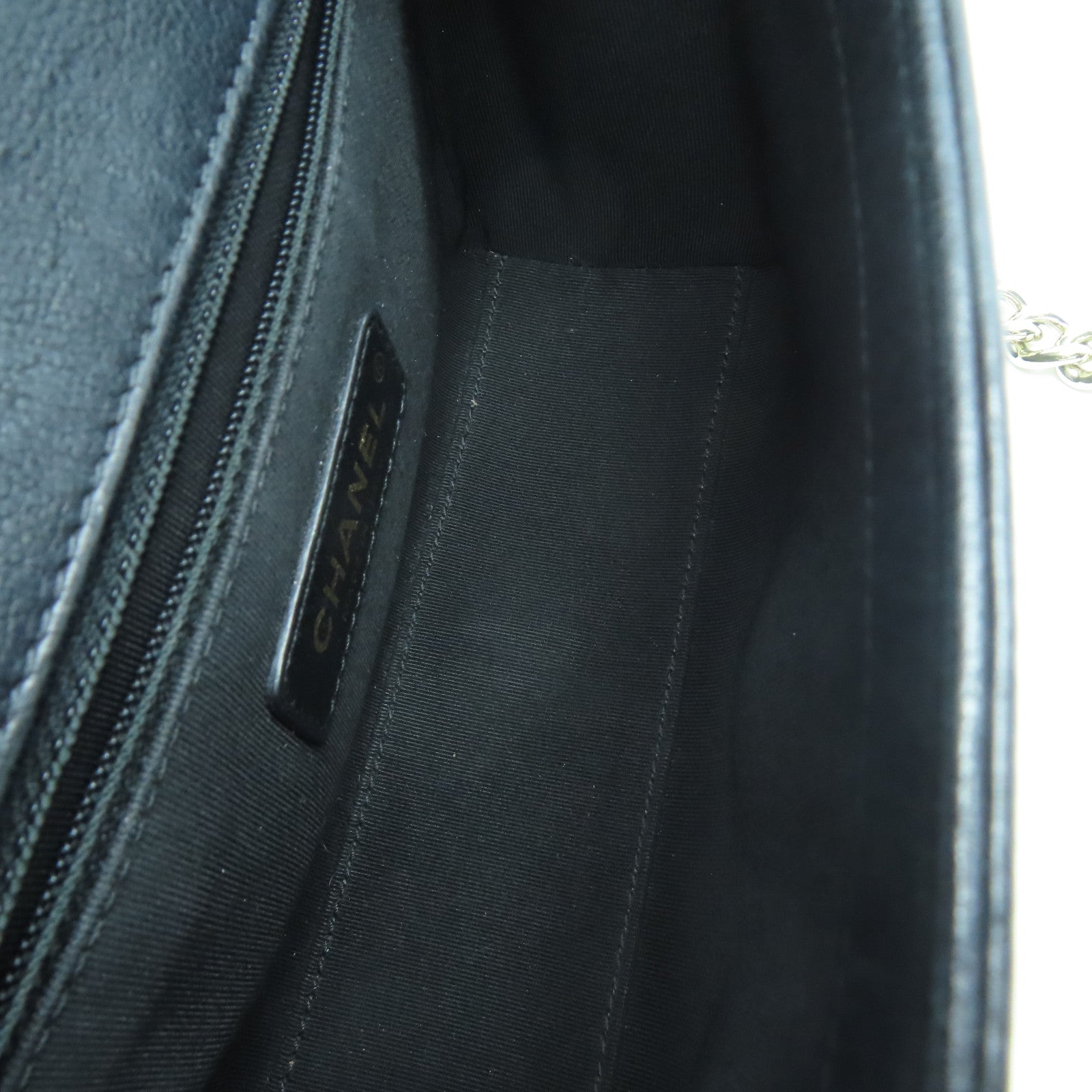 CHANEL 菱格牛皮皮革2WayShoulderBag金扣手挽肩背兩用袋黑色