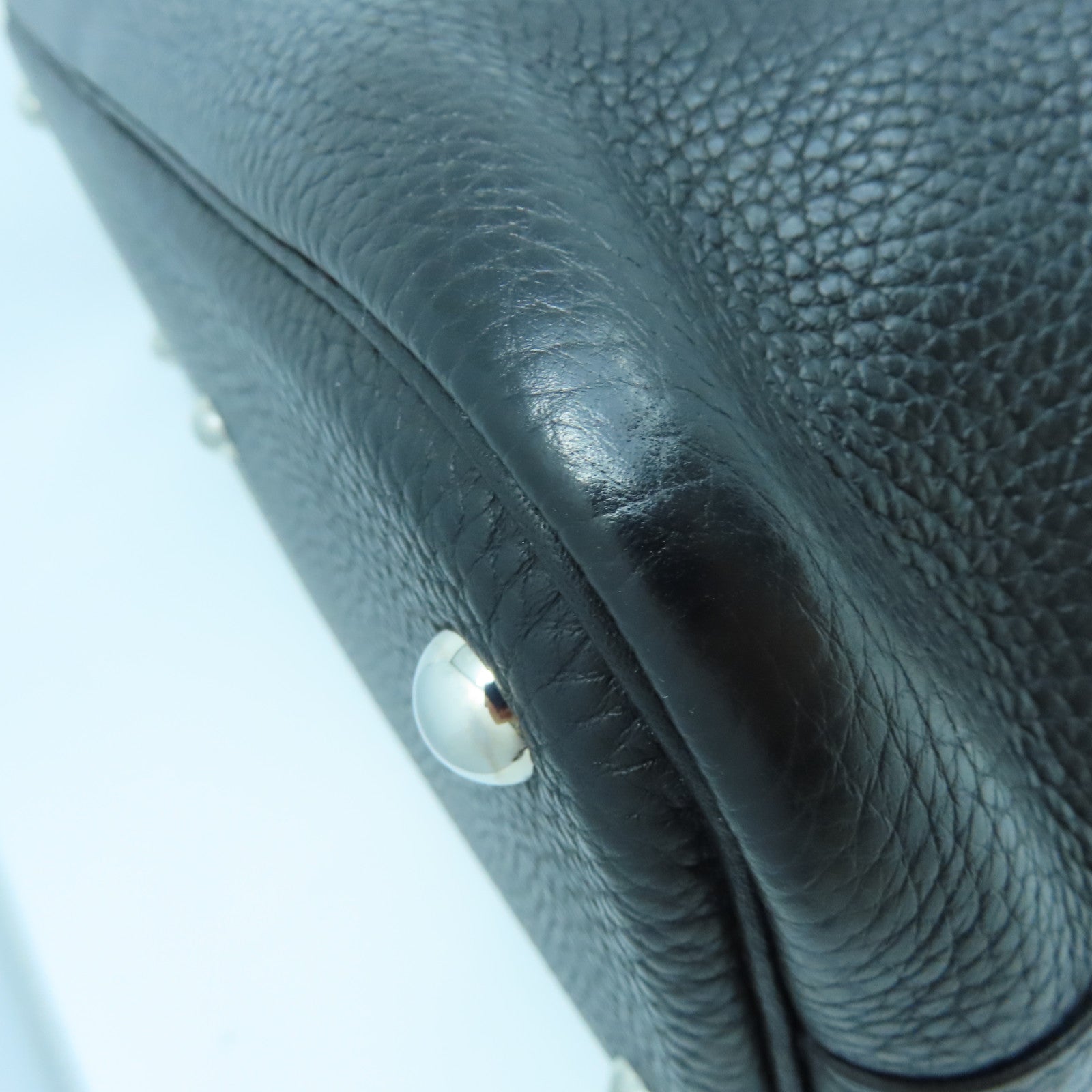 HERMES Clemence皮革Bolide 31銀扣手挽袋黑色