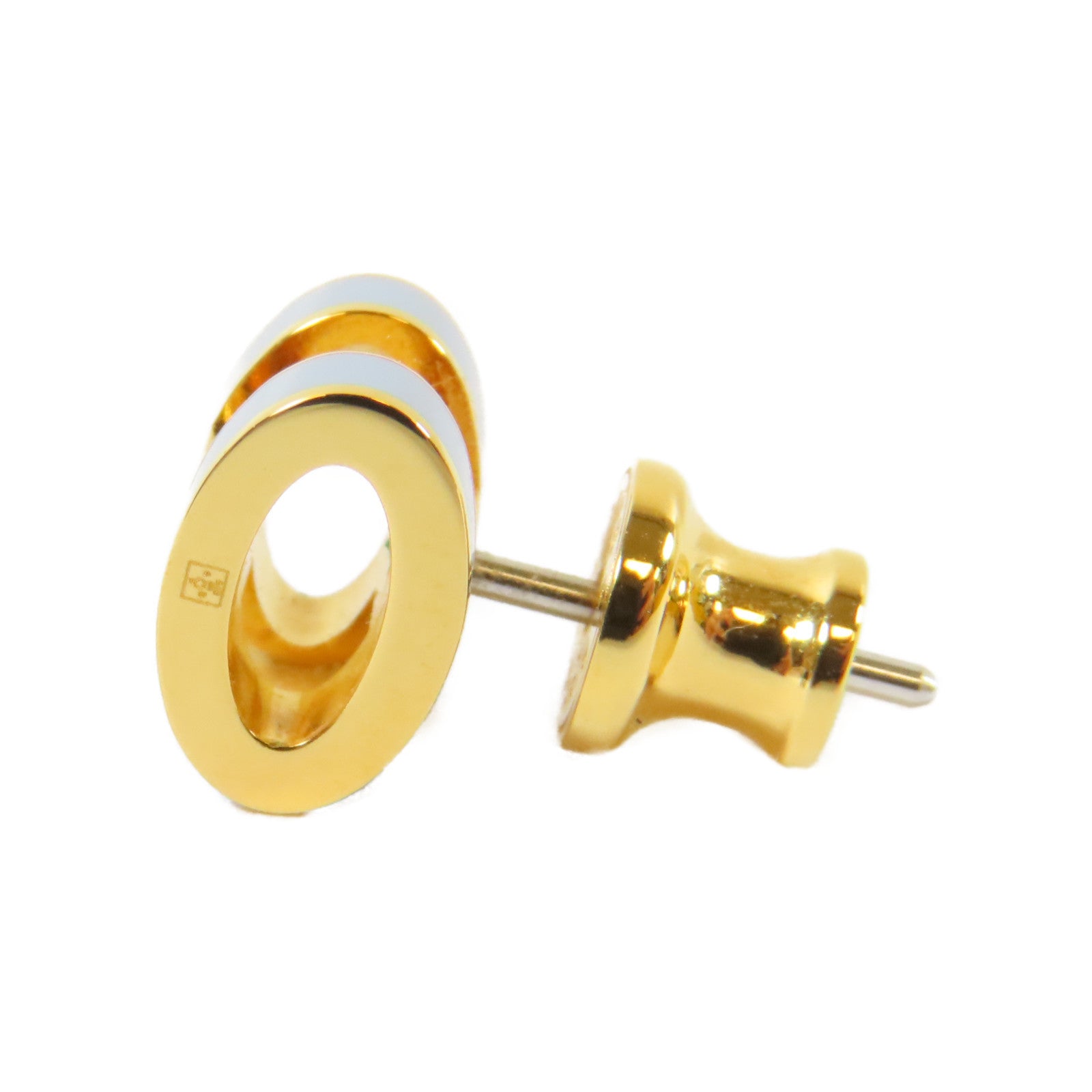 HERMES 金屬Mini Pop H Earrings耳環金色/淺藍色