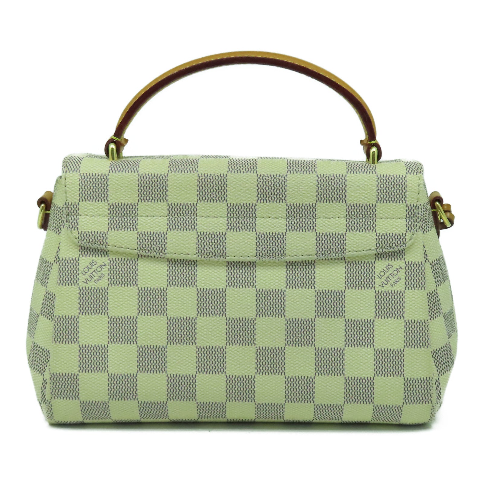 LOUIS VUITTON Damier Azur Croisette金扣手挽肩背兩用袋啡色/白色