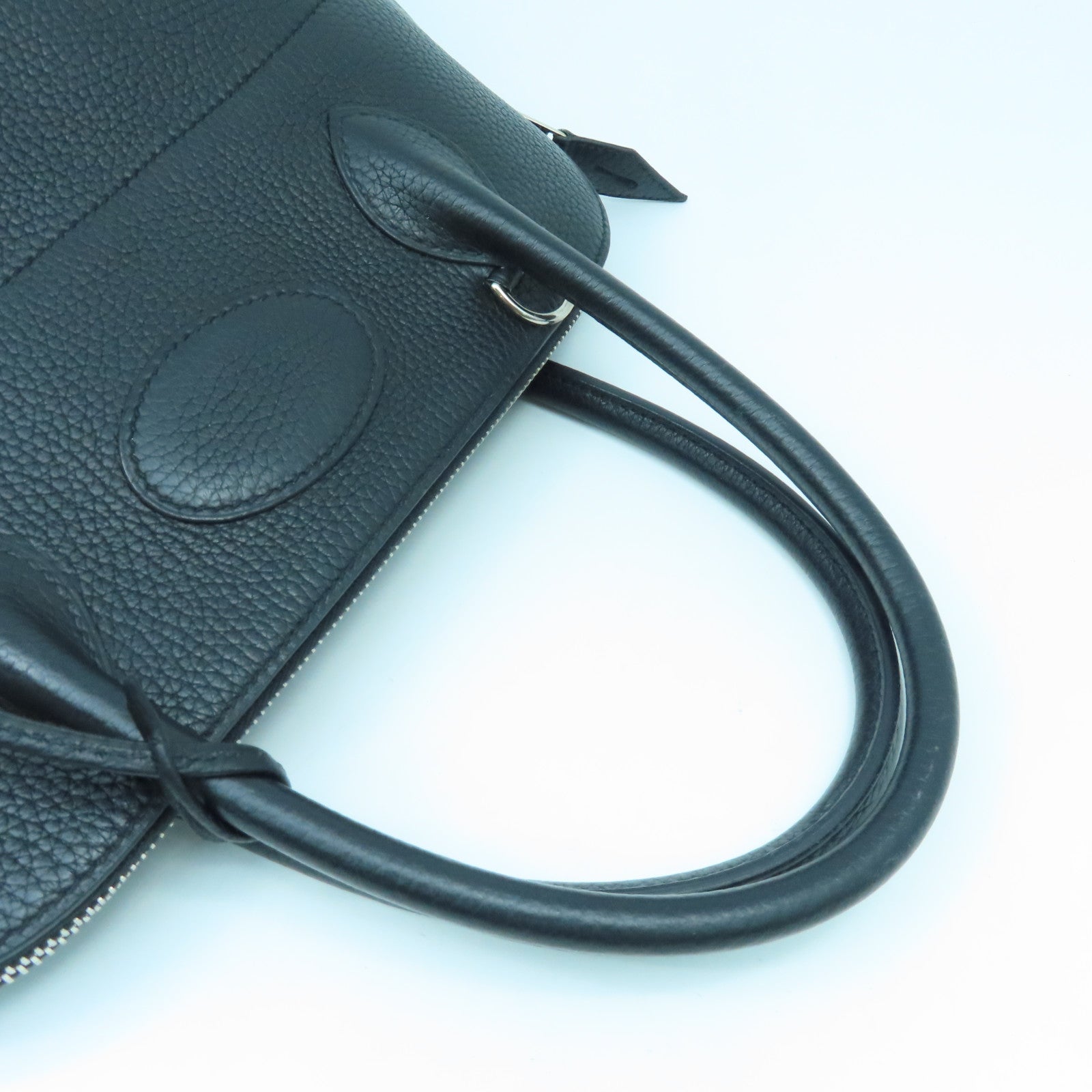 HERMES Clemence皮革Bolide 31銀扣手挽袋黑色