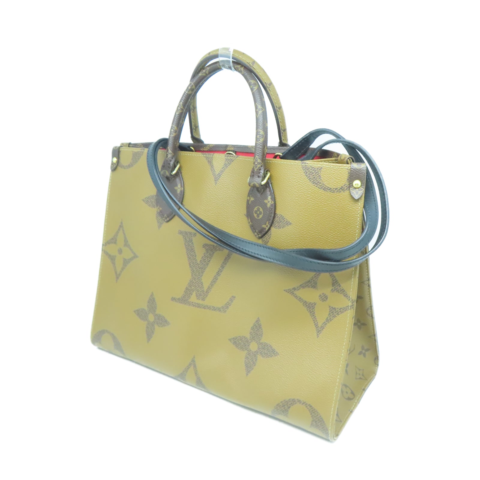 LOUIS VUITTON Monogram Giant On The Go MM金扣手挽肩背兩用袋棕色