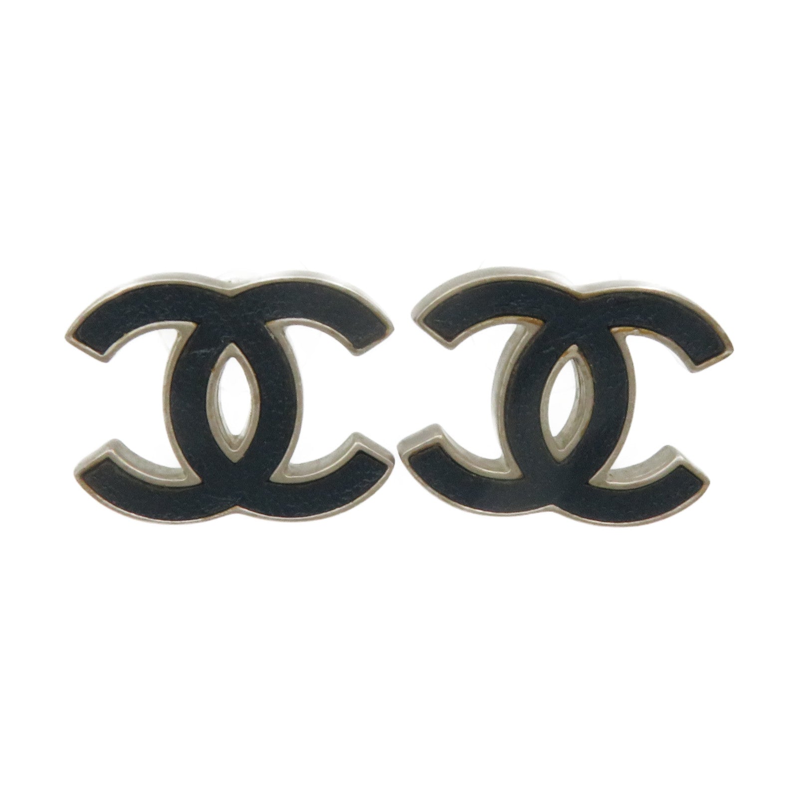 CHANEL 金屬CC Earrings耳環藍色/銀色