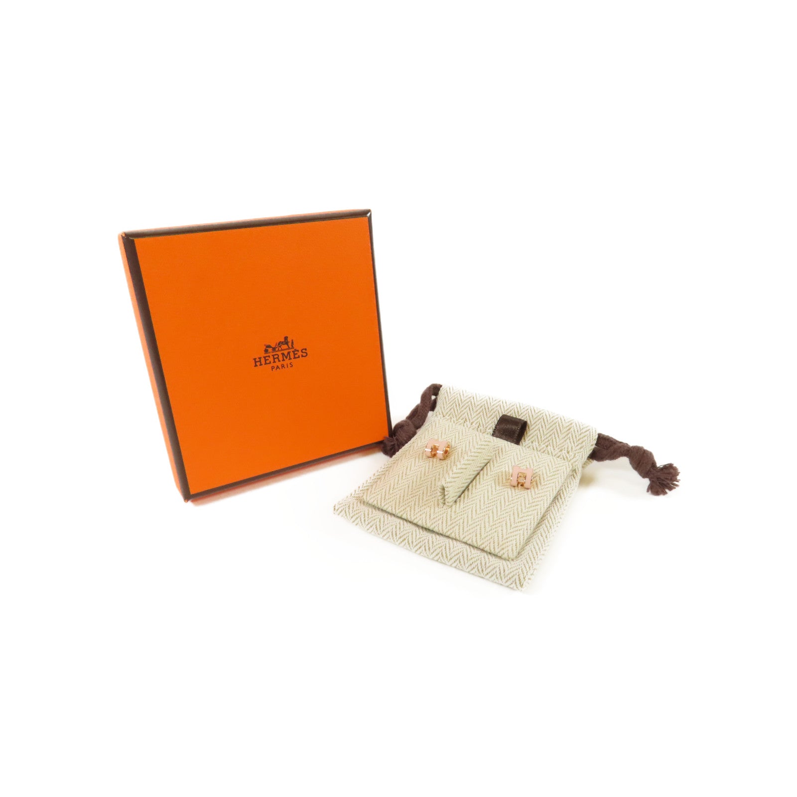 HERMES 金屬Mini Pop H Earrings耳環金色/粉紅色