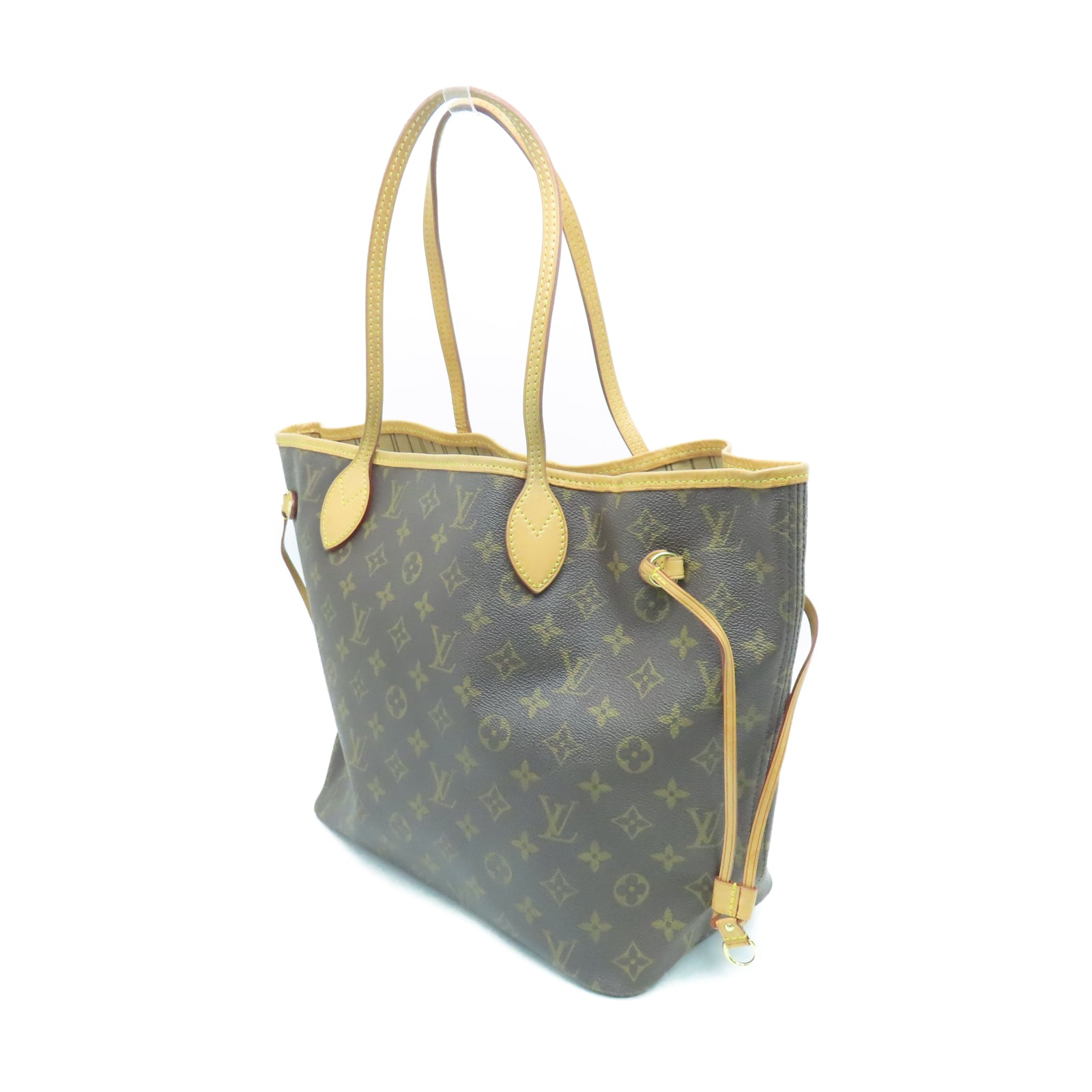 LOUIS VUITTON Monogram Neverfull MM金扣手挽袋棕色
